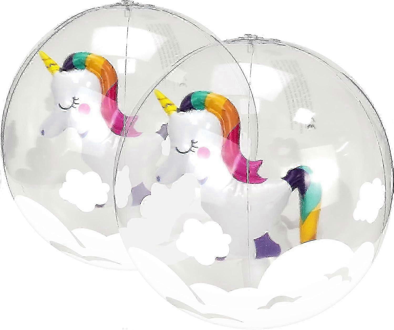 2 Pieces 12 Inch Inflatable Unicorn Beach Ball For Summer Water Fun