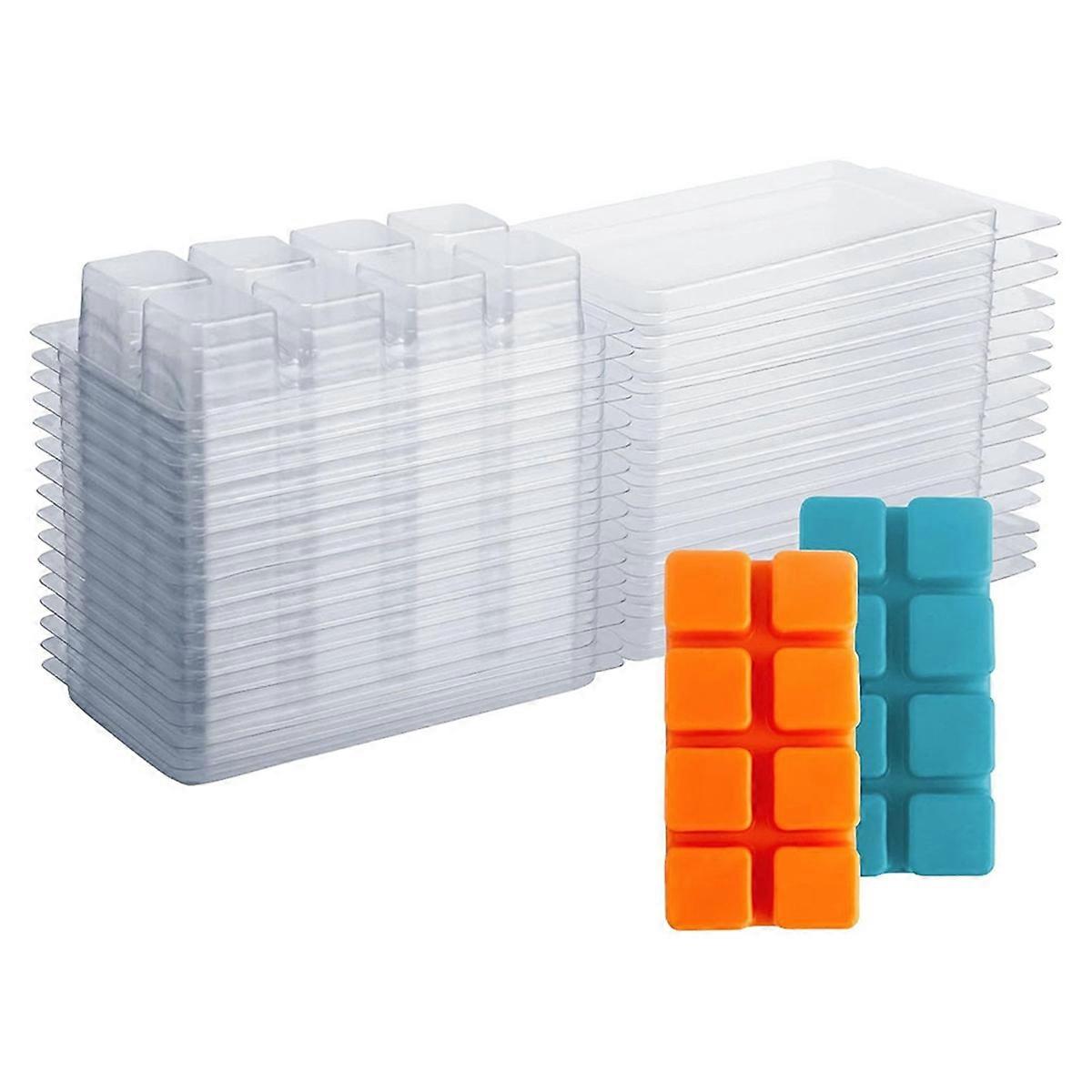 Wax Melt Containers-8 Cavity Clear -25 Packs Cubes Clamshells