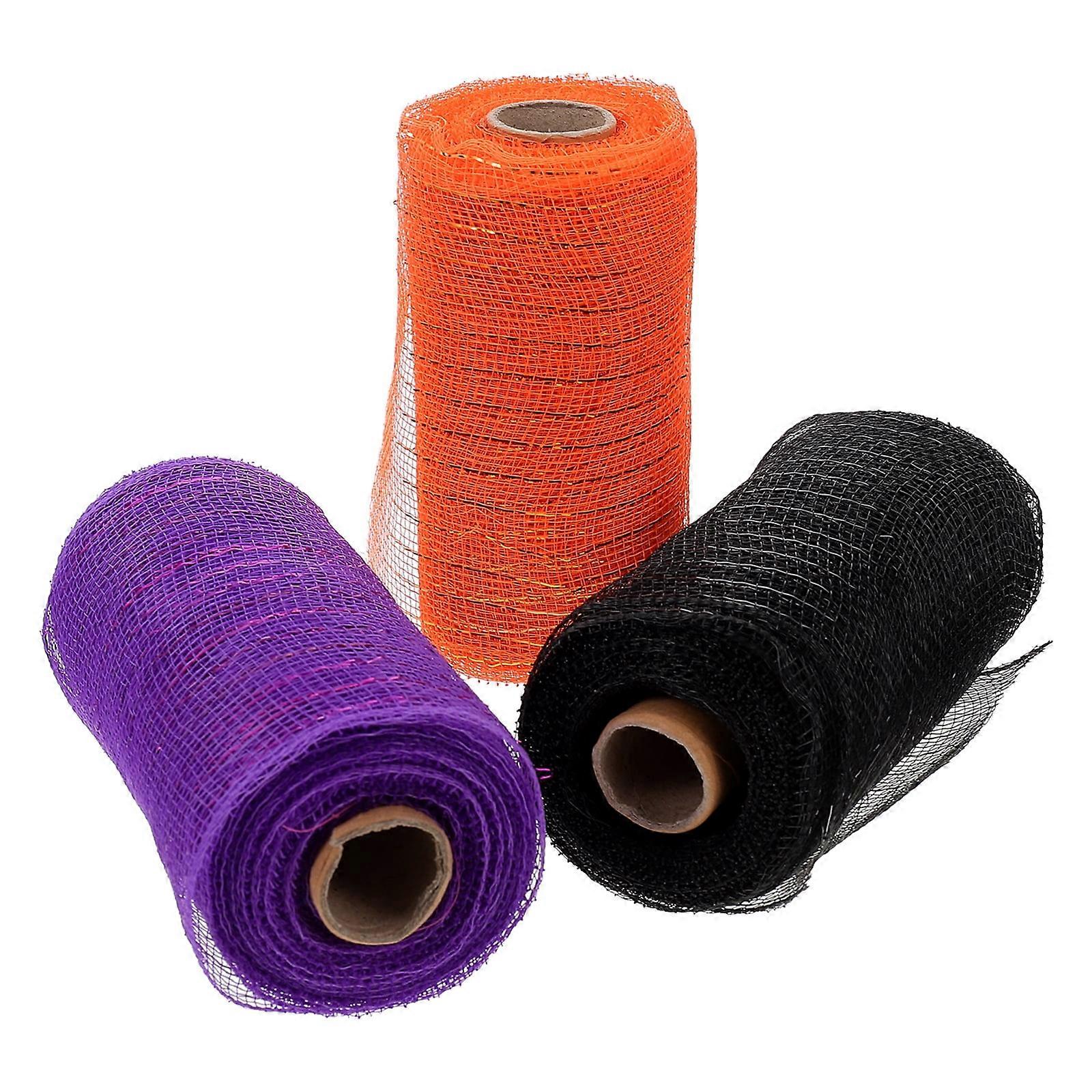 Xing 3 rolls of Metallic Foil Mesh Ribbons DIY Crafts Making Ribbons Halloween Polyester Mesh