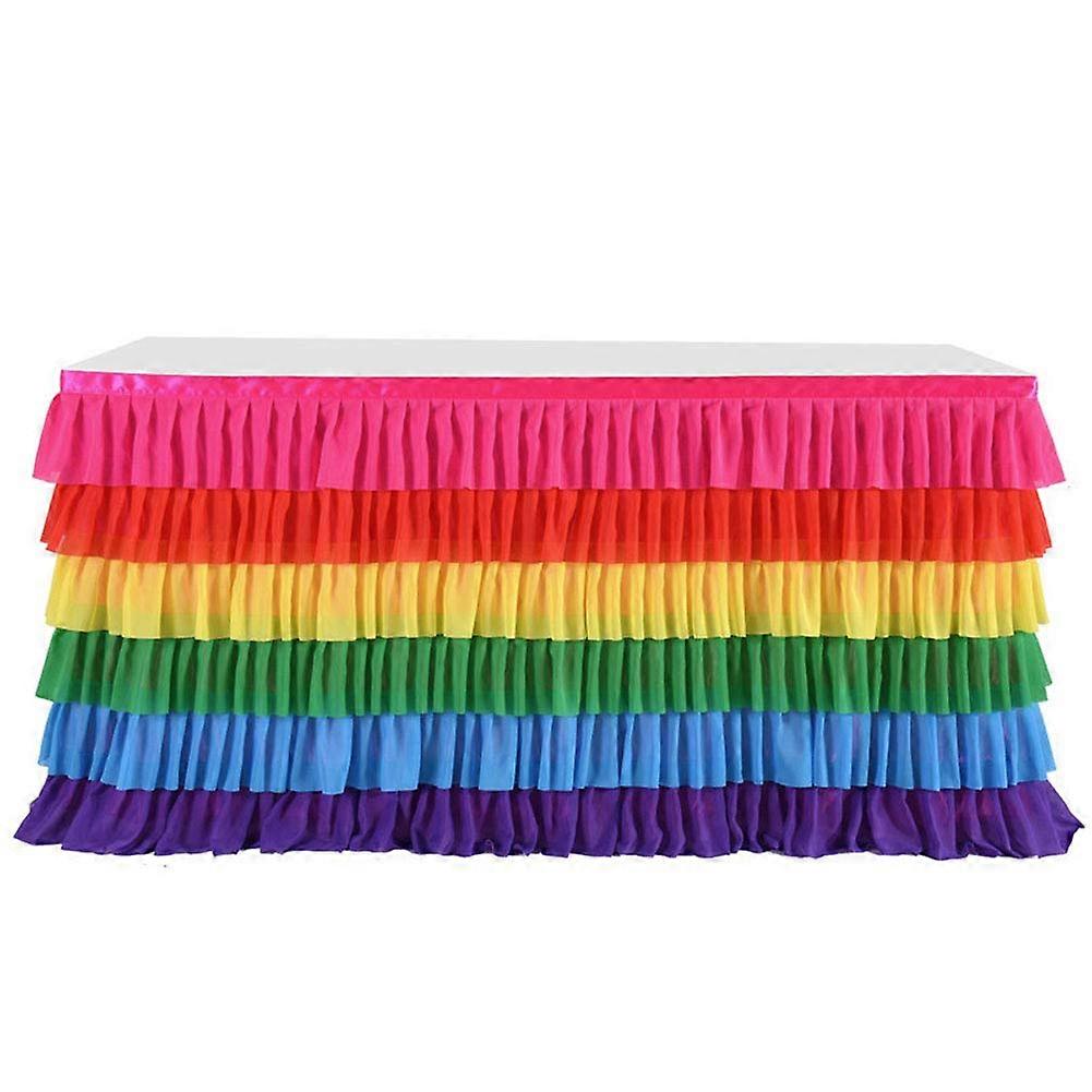 Tulle Table Skirt, 5Layer Stitching Chiffon, 9Foot Length, For Round Or Rectangle Tables, Birthday Wedding Home Decor