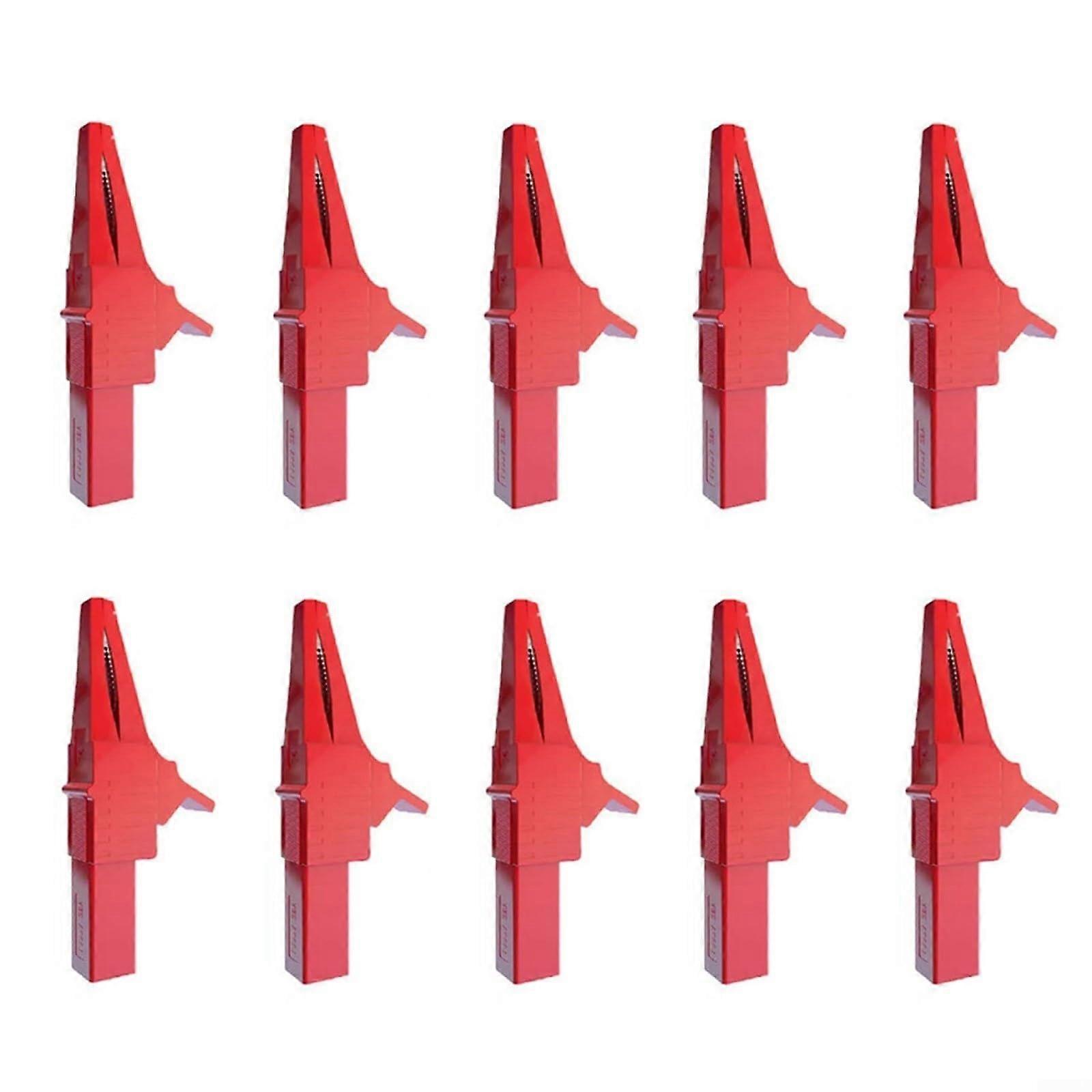 Copper Crocodile Clips 10Pc, 1500V 32A, 4mm Banana Socket, Red, For Multimeter Testing