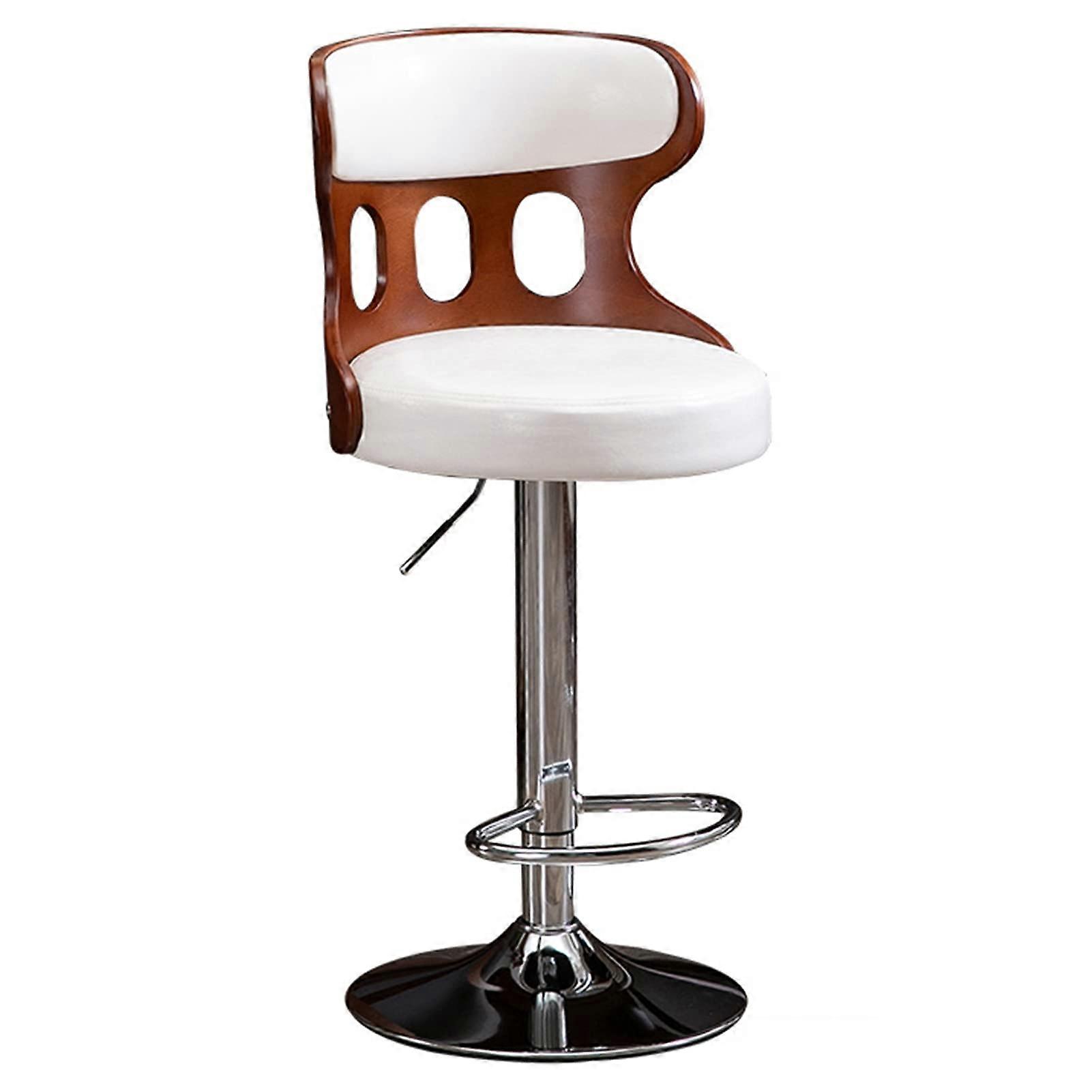 Bar Chair 360 Degree Swivel Backrest Steel Chassis, Adjustable Seat Height 6080 cm White Office Home Study