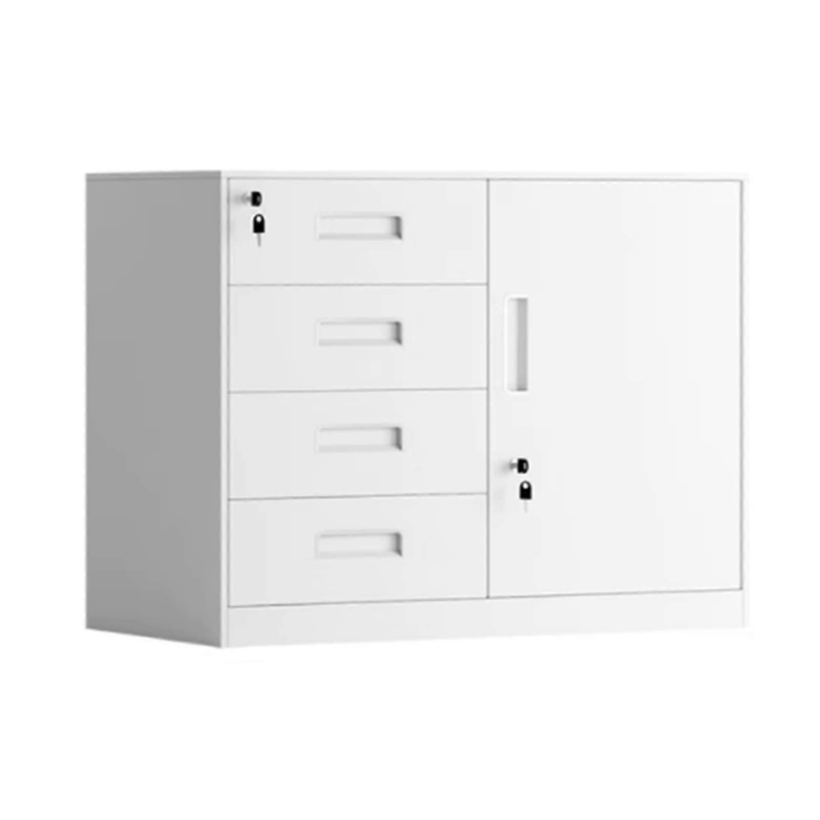 Locking 4 Drawer File Cabinet With Printer Rack Fully Assembled Steel White Home Office Storage One Size