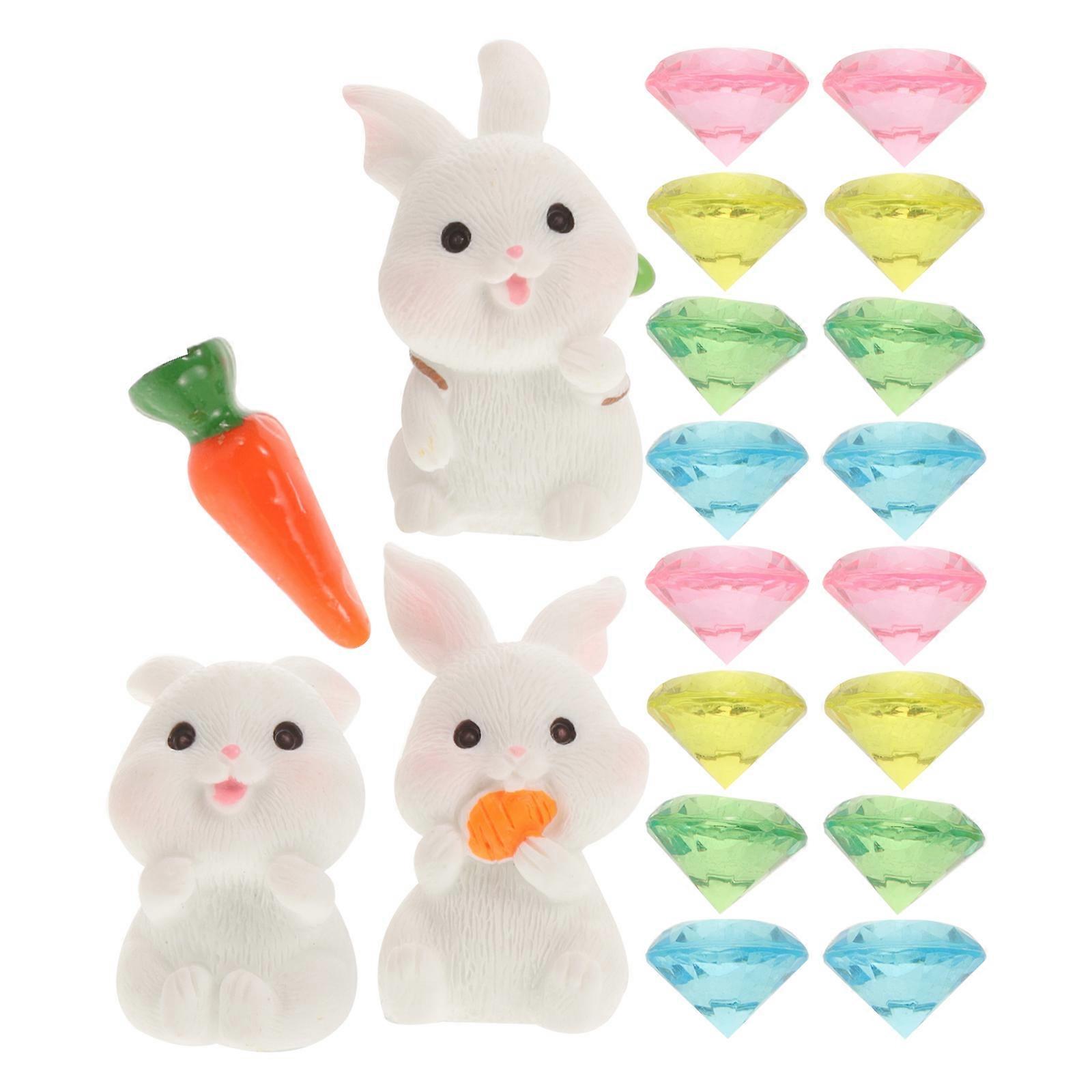 Tiny Rabbit Miniature Sculpture Suitable For Home And Garden Decoration Offered In 5 Sets With Diamond Shape Design