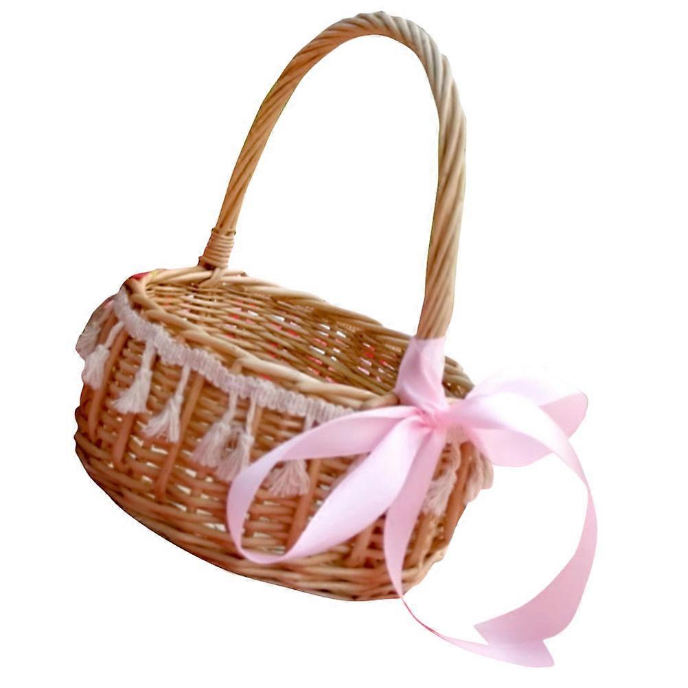 3Pcs Macrame Design Fruit Basket Convenient Bread Basket Portable Carry Storage Unique Shape Light Brown Rustic Style Indoor Outdoor Use