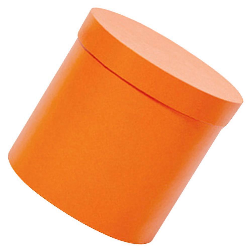 Bouquet Paperboard Boxes 2Pcs Round Flower Bucket Gift Packaging For Flower Lovers In Orange Color Simple Design