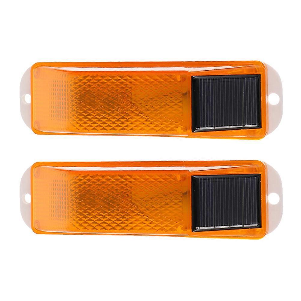 Solar Warning Light Solar Caution Lamps for Outdoor Garden Use 2Pcs
