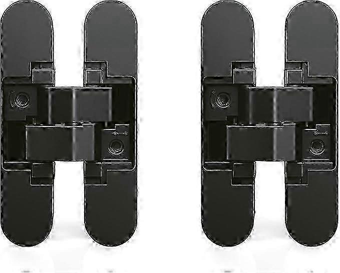 Set of Two Heavy Duty Invisible Hinges for Access Doors with 40 Kg Load Capacity and 180 Degree Opening Zamak Black Finish