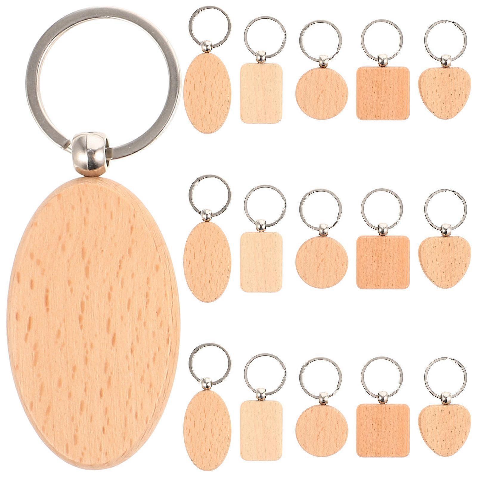 Blank Wooden Keychains 60 Pcs Ideal For Craft Projects Suitable For Gifts And Special Occasions 8.5X3.1cm