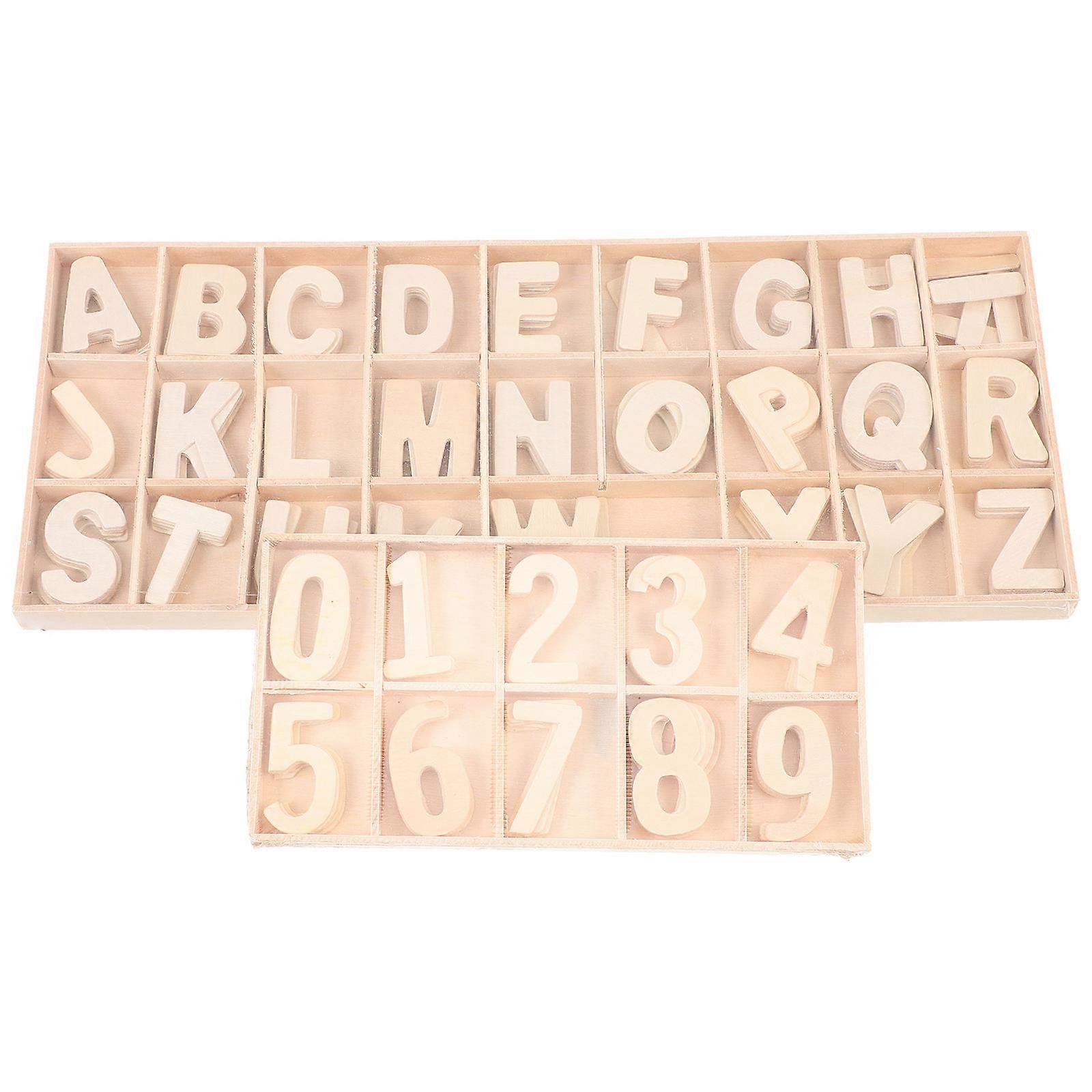 Wooden English Letters Alphabet Wood Chips for DIY Project 8Sets Unpainted