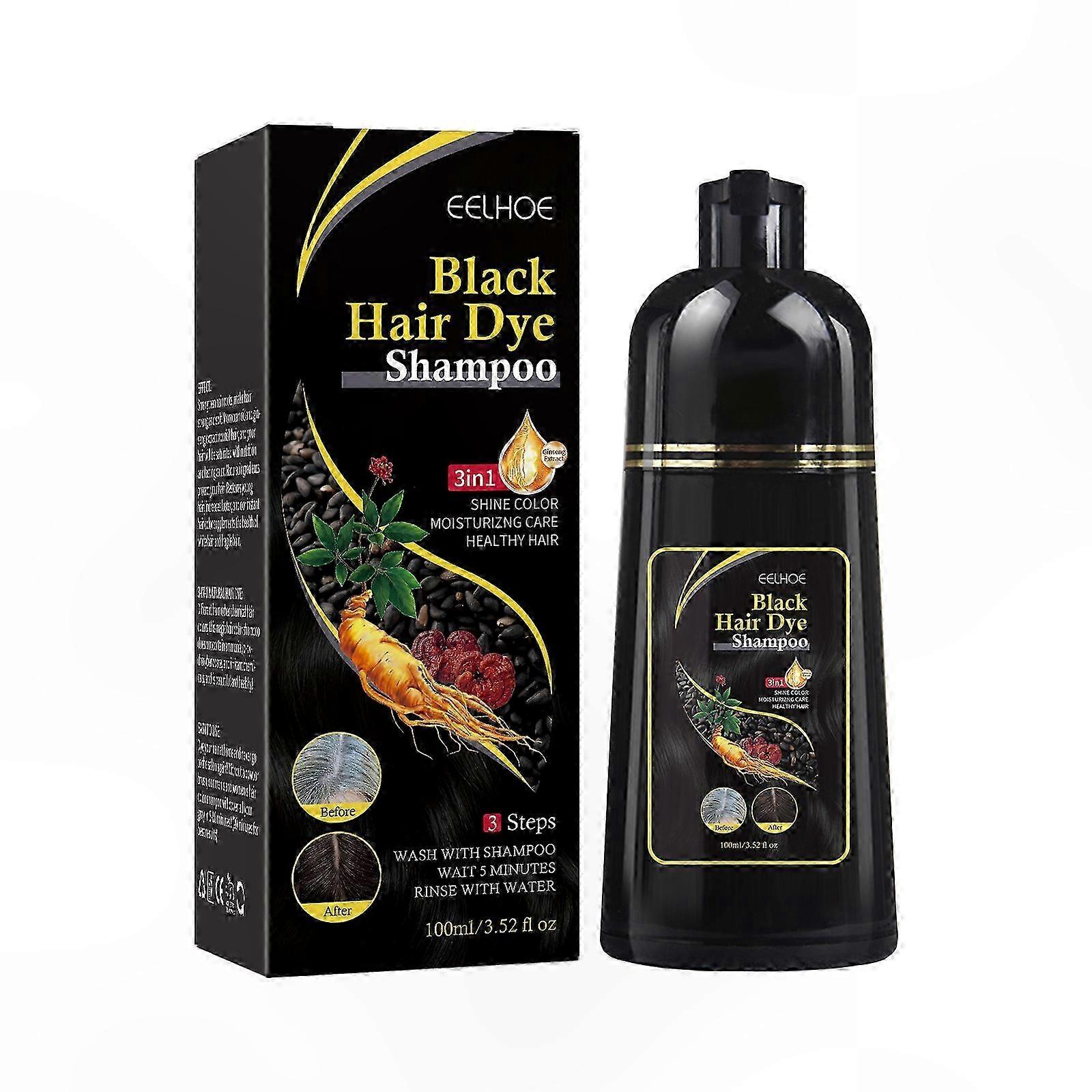 Herbal Gray Hair Coverage Shampoo for Men, 3-in-1 Black Dye Formula with Natural Ingredients