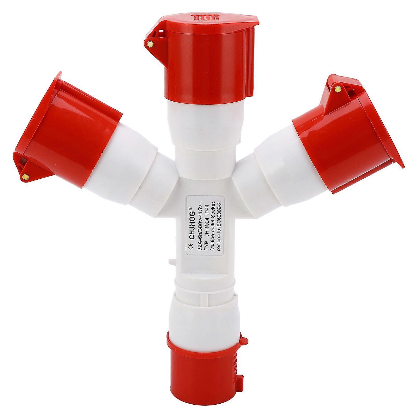 Industrial Plug IP44 Waterproof 1 in 3 Out 4 Pin Multi Sockets Explosion Proof Power Electrical Connector 32A 380415V