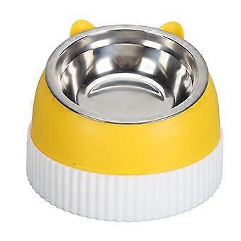 Raised Cat Bowl 15 Tilted Anti Slip Plastic Slower Feeder Cat Food Dual Bowls for Cats and Puppy Yellow