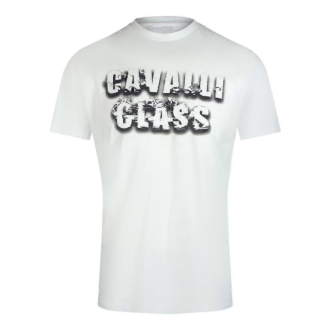 Cavalli Class Smoke Bold Logo Off White T-Shirt