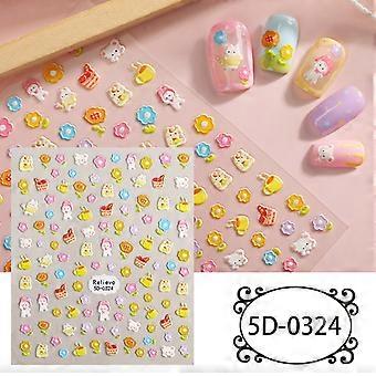 Nail Art Sticker Geprägte Blumen Daisy 5D Nagel Sticker Auto 5D-032485*100mm Blankoblatt