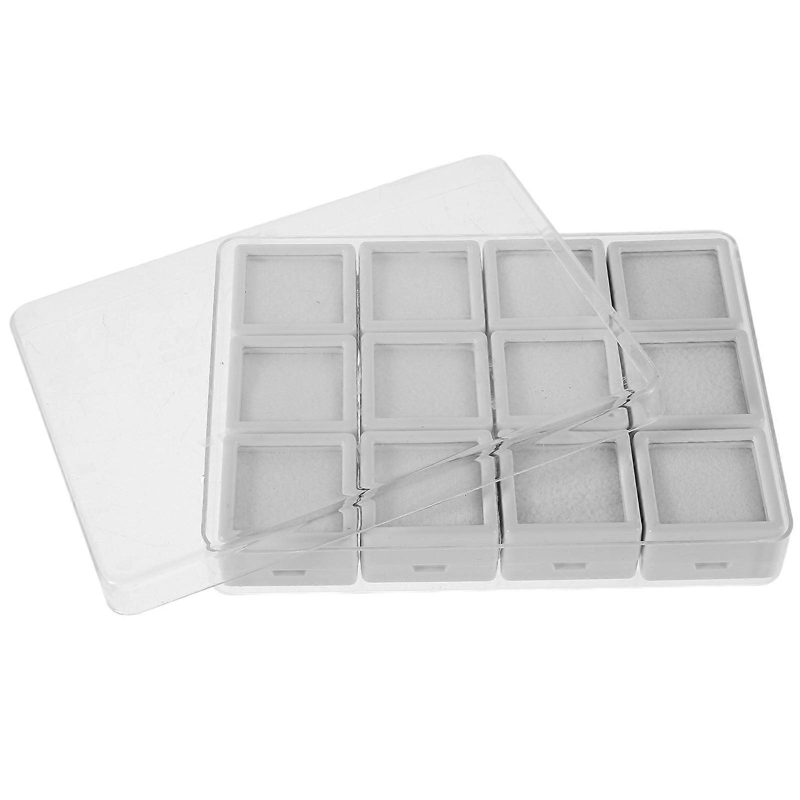 Rectangular Jewelry Box Clear Acrylic Organizer for 2Pcs Gem Storage