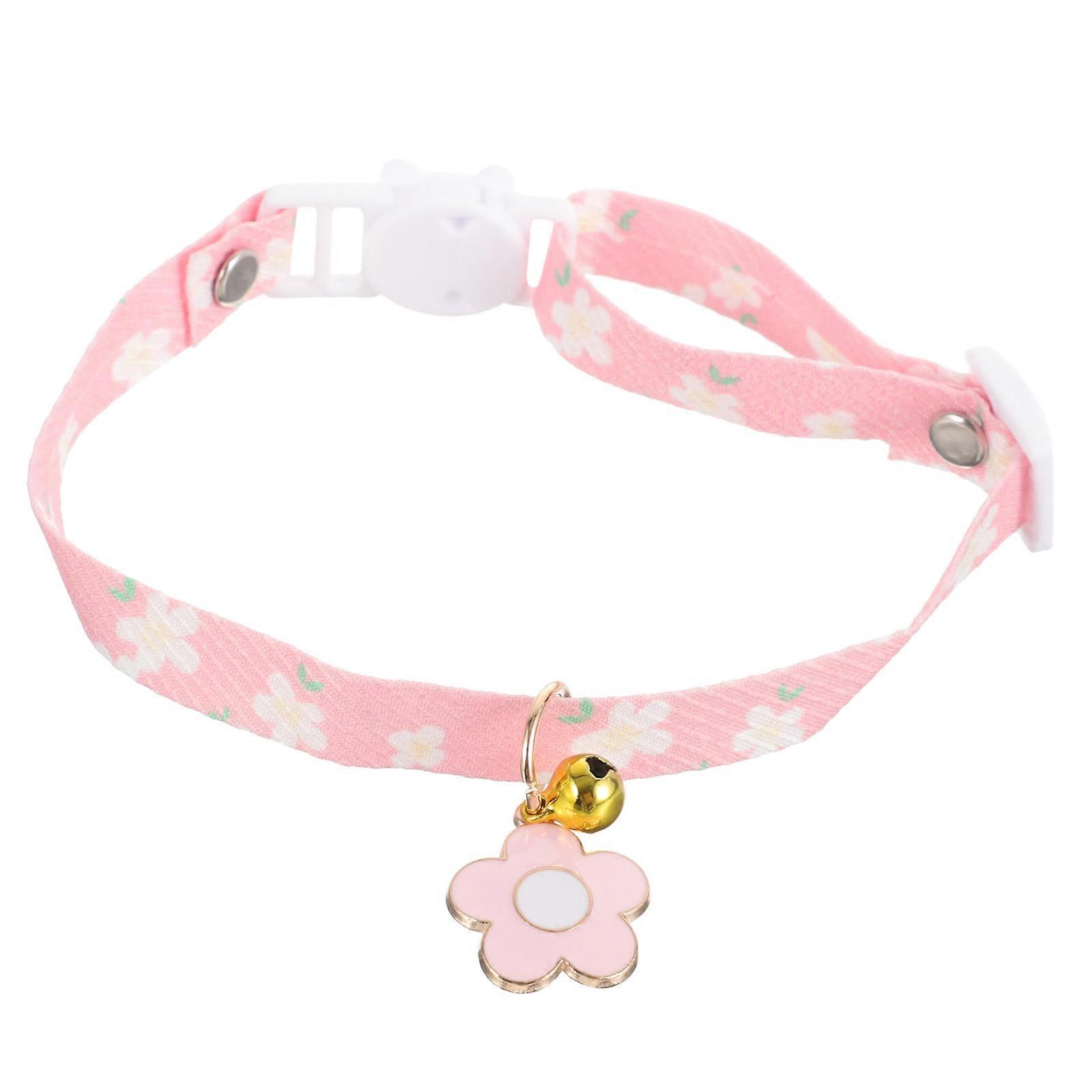 5Pcs Cotton Cat Collar With Bell Featuring Adjustable Design Perfect For Holiday And Wedding Events In Pink