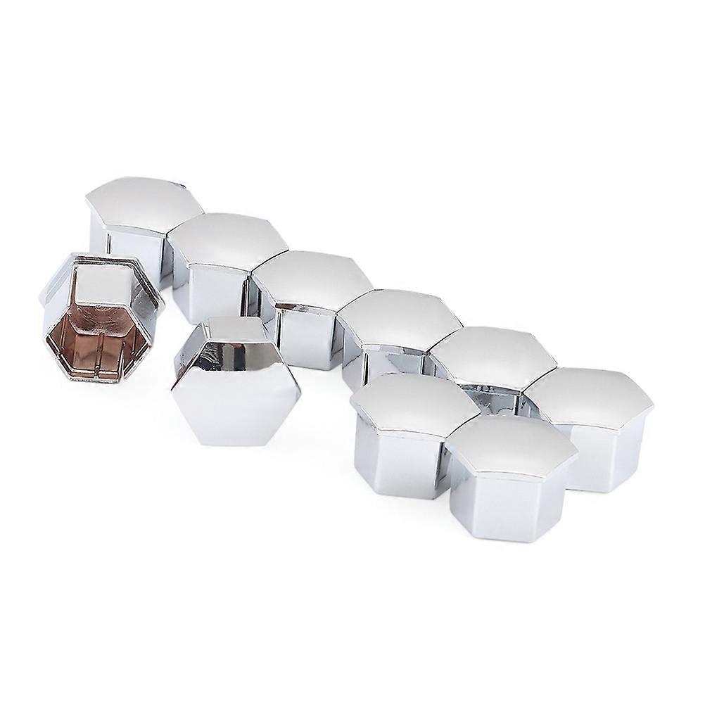 Wheel Bolt Caps Hexagonal Lug Nut Cover Dust Protection Silver 10Set