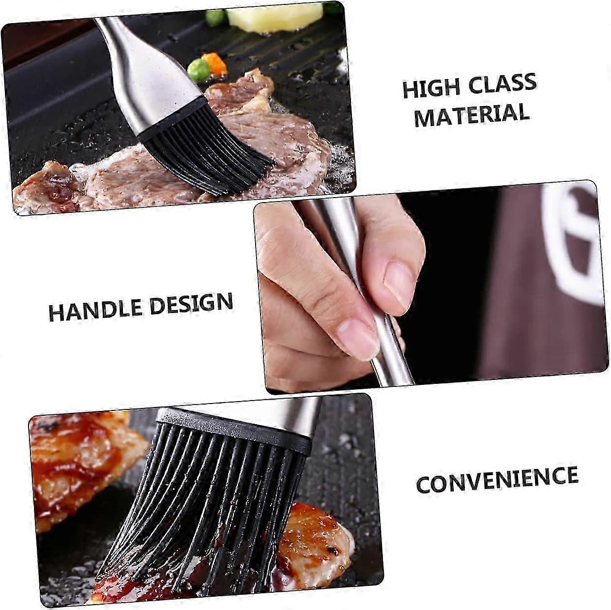 25-26 Oil Brush Set with Practical Stainless Steel Handle for BBQ and Baking Heat Resistant Reusable