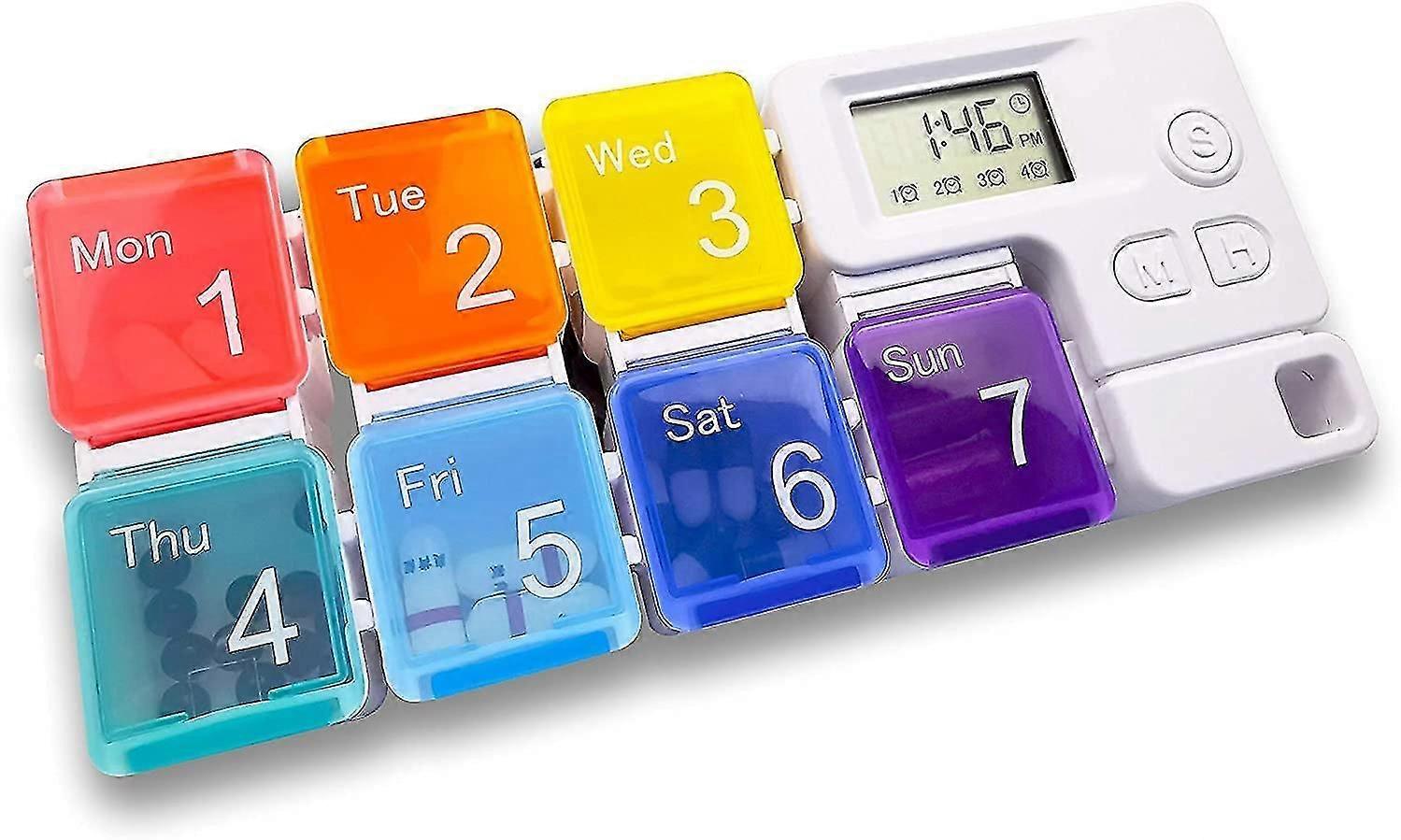 Electronic Pill Boxes Alarm 7 Compartments Automated Medication Reminder Pill Dispenser For Elderly And Children