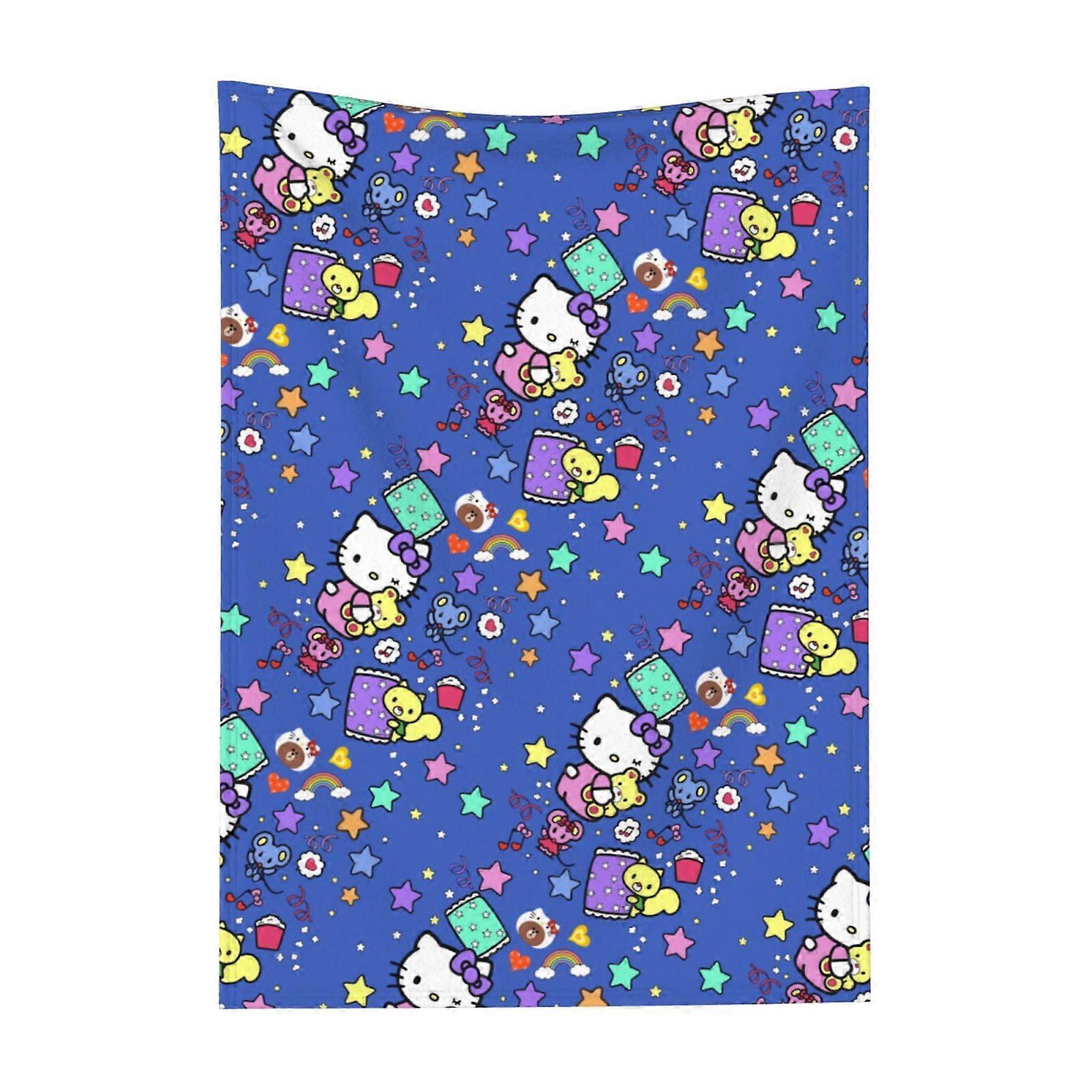 Hello Kitty Pattern Lightweight Soft Flannel Blanket Suitable for Cat Lovers Sofa Living Room Comfortable Plush Blanket 30x40in (Vertical)
