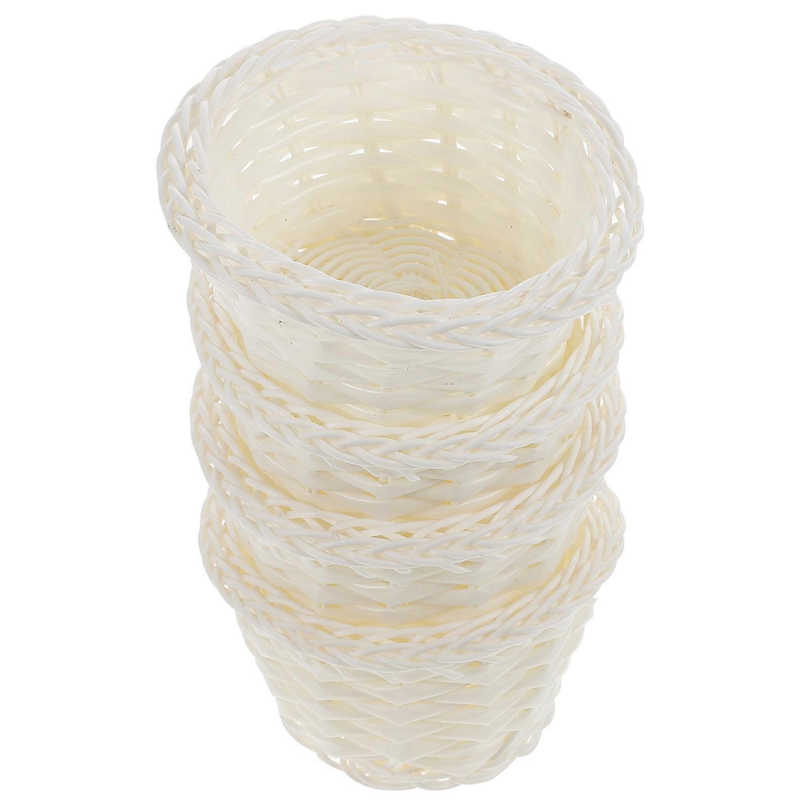 Mini Flower Basket White Plastic Material for Decoration 4Pcs