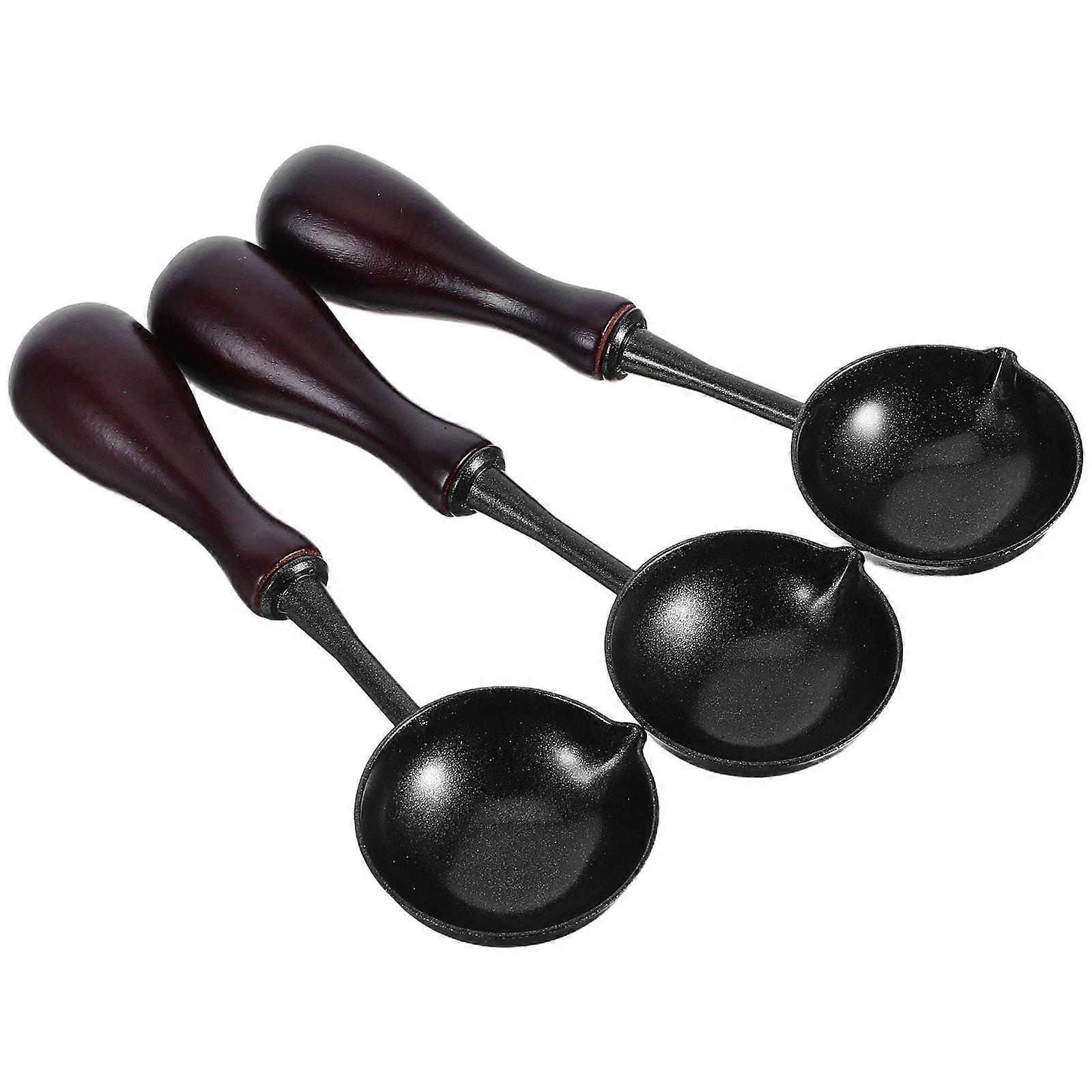 Vintage Wax Seal Spoon for Melting with Wooden Handle 6Pcs Craft Tool