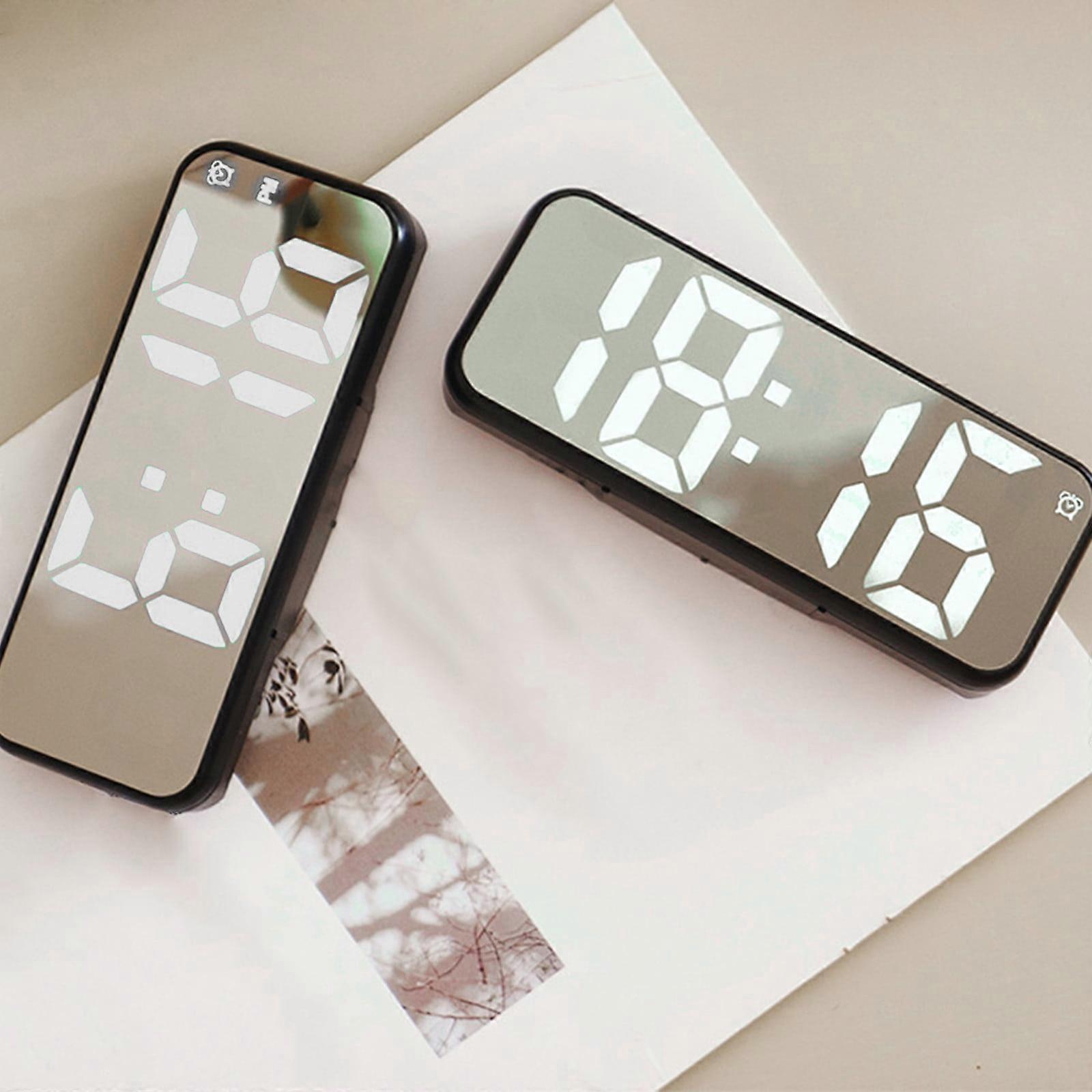 Multifunction LED Bedside Clock with USB, Mirror, Temperature, Date & Large Font Display, Compatible with Bedroom Decor - Clearance