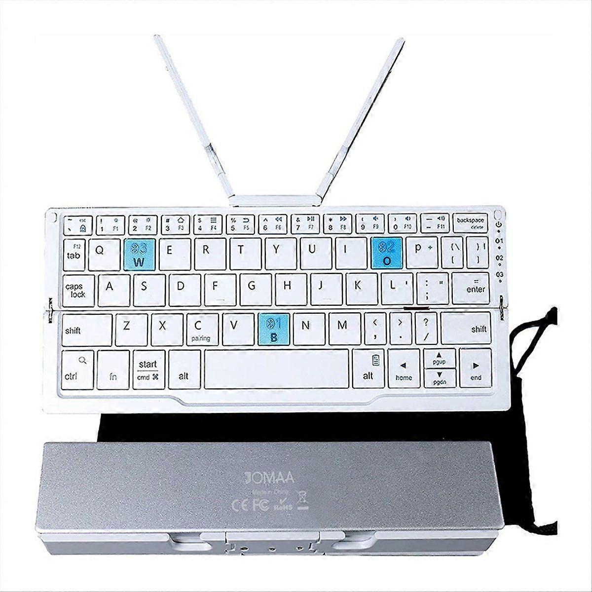 Mini Bluetooth Foldable Keyboard, Rechargeable Aluminum Housing Portable Folding Travel Keyboard for Phone Tablet Laptop,B