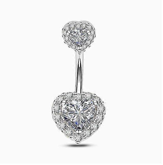 Beauty Hightech 14G Doppio Rotondo Cubic Zirconia Oreille 4 Crystal Czs Ombelico Anelli 316l Chirurgico In Acciaio Pancia Piercing Donna Corpo Gioi...