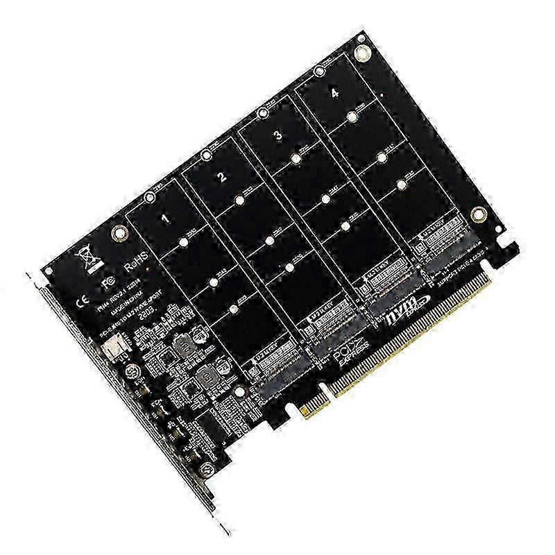 4 Port M.2 NVMe SSD To PCIE X16M Key Hard Drive Converter Reader Expansion Card, 4 X 32Gbps  fer