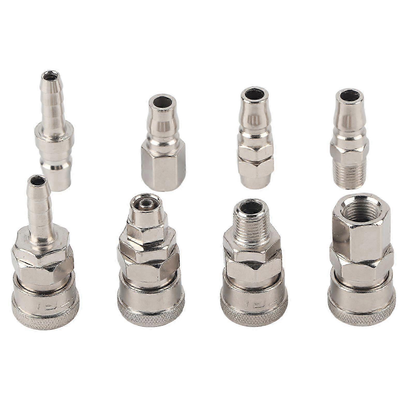8Pcs 1/4 Pneumatic Quick Fittings Release Plug Socket Connector Set for Air Compressor Hose