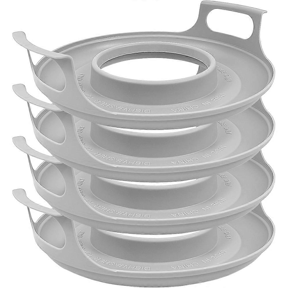 4 Pack Microwave Cool Bowl Holder with Handles - Cool Plate and Spillover Caddy, Bowl Holder Tray Plate Stacker