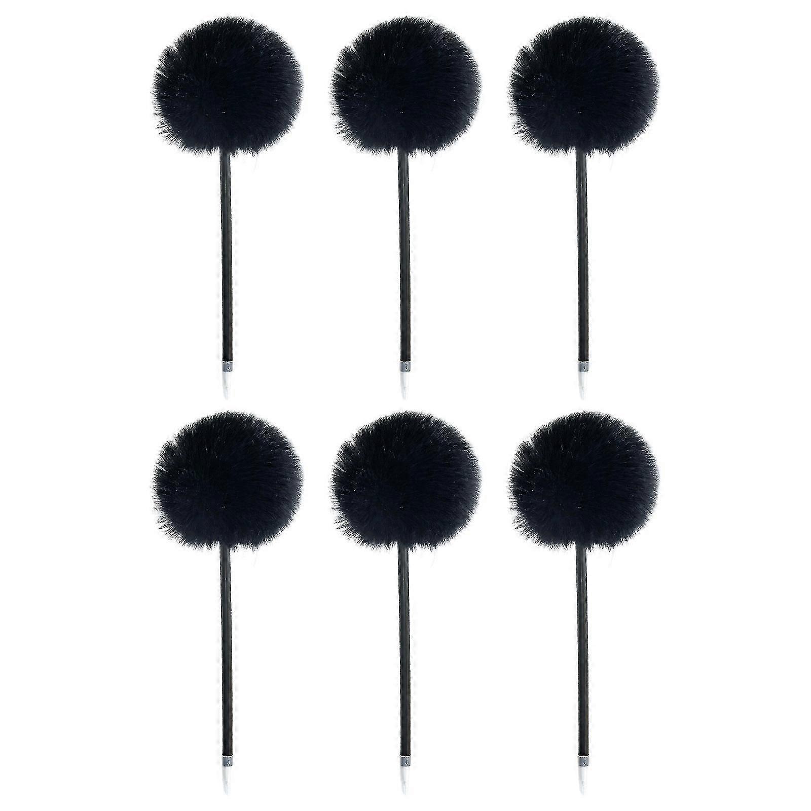 6er-Pack Kugelschreiber mit flauschigem Pompon, lustiges Schreibgerät, 0,7 mm, nachfüllbar