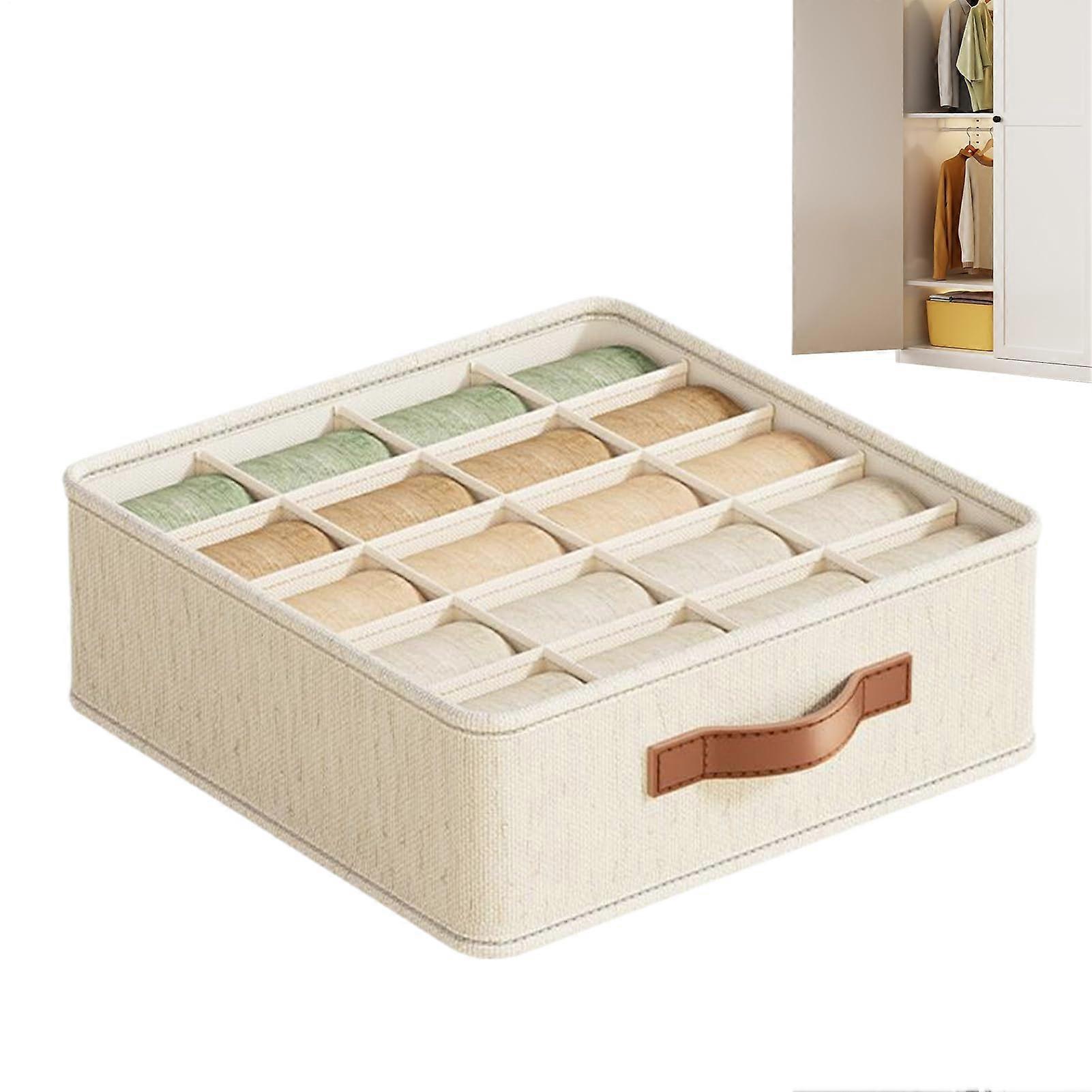 Underwear Organizer Linen Storage Box With 20 Grids Zip Closure Clear Window SpaceSaving Multifunctional For Bedroom Apt