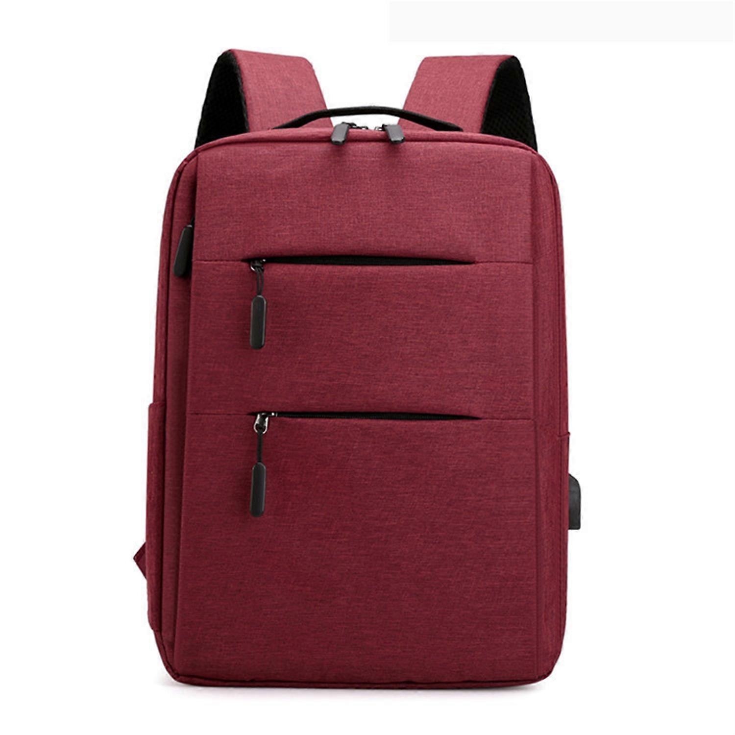 Large Capacity Extensible Backpack Laptop Bag USB Charge Waterproof Nylon Laptop Backpack(Red)