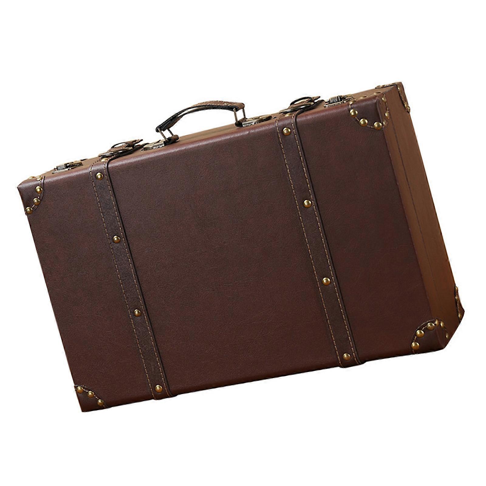 Practical Carrying Case with Spacious Interior Handmade Wooden Leather Suitcase Elegant Collectible Display Box  Brown.