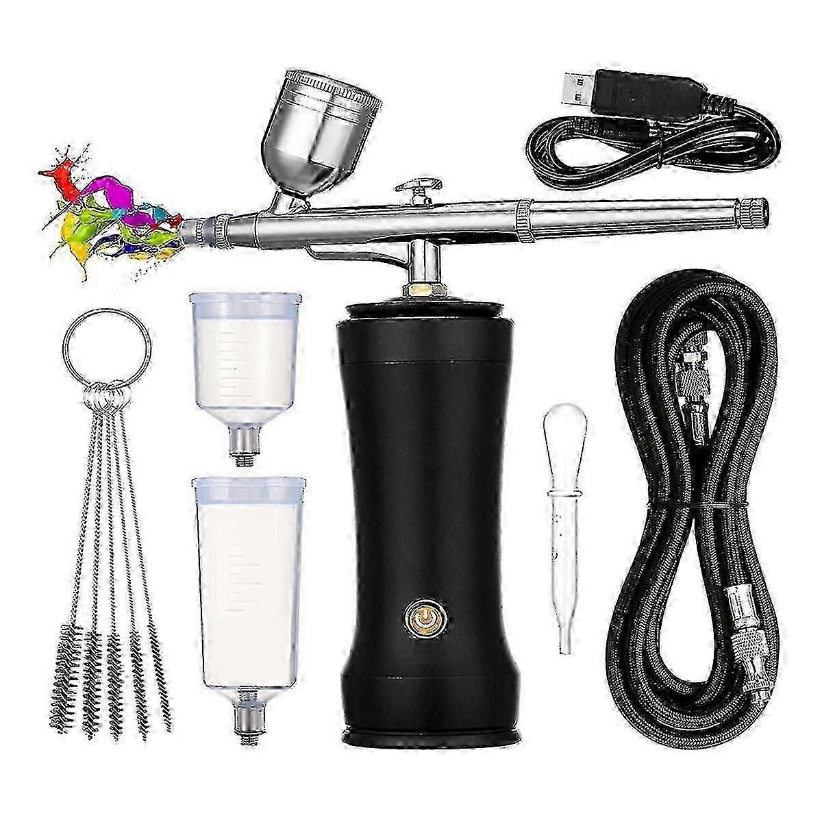 Airbrush Kit with Compressor,30PSI Cordless AirbrushGun Kit with Air Hose Rechargeable Handheld Air