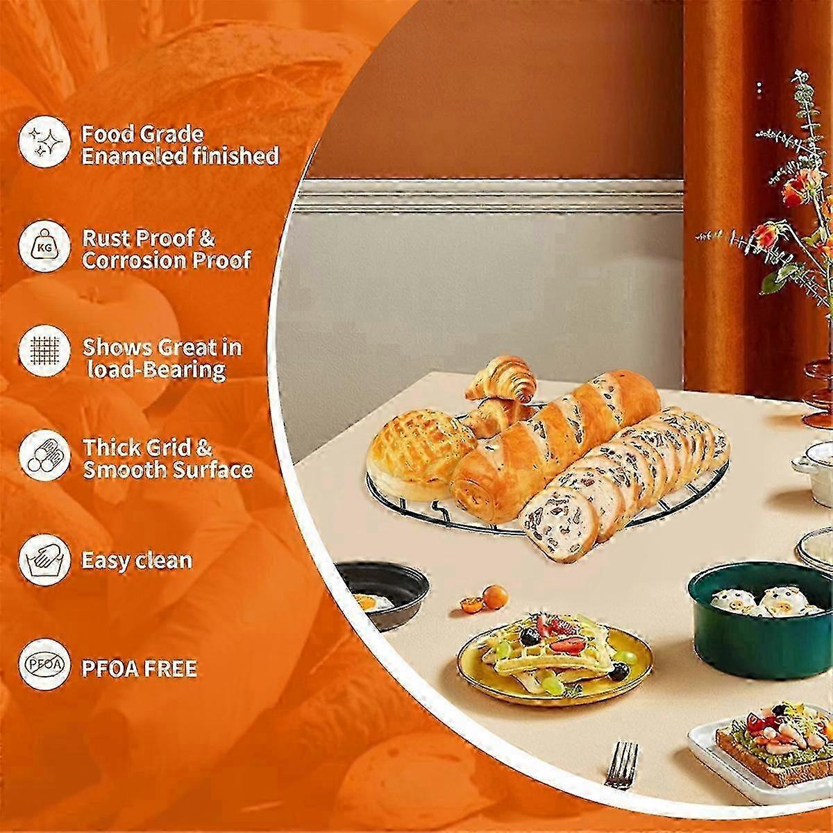 2 Pack Oval Roasting Rack - 12 Inch Black Cooling Rack with Integrated Feet,Nonstick -for Roasting Pan,Great for Basting