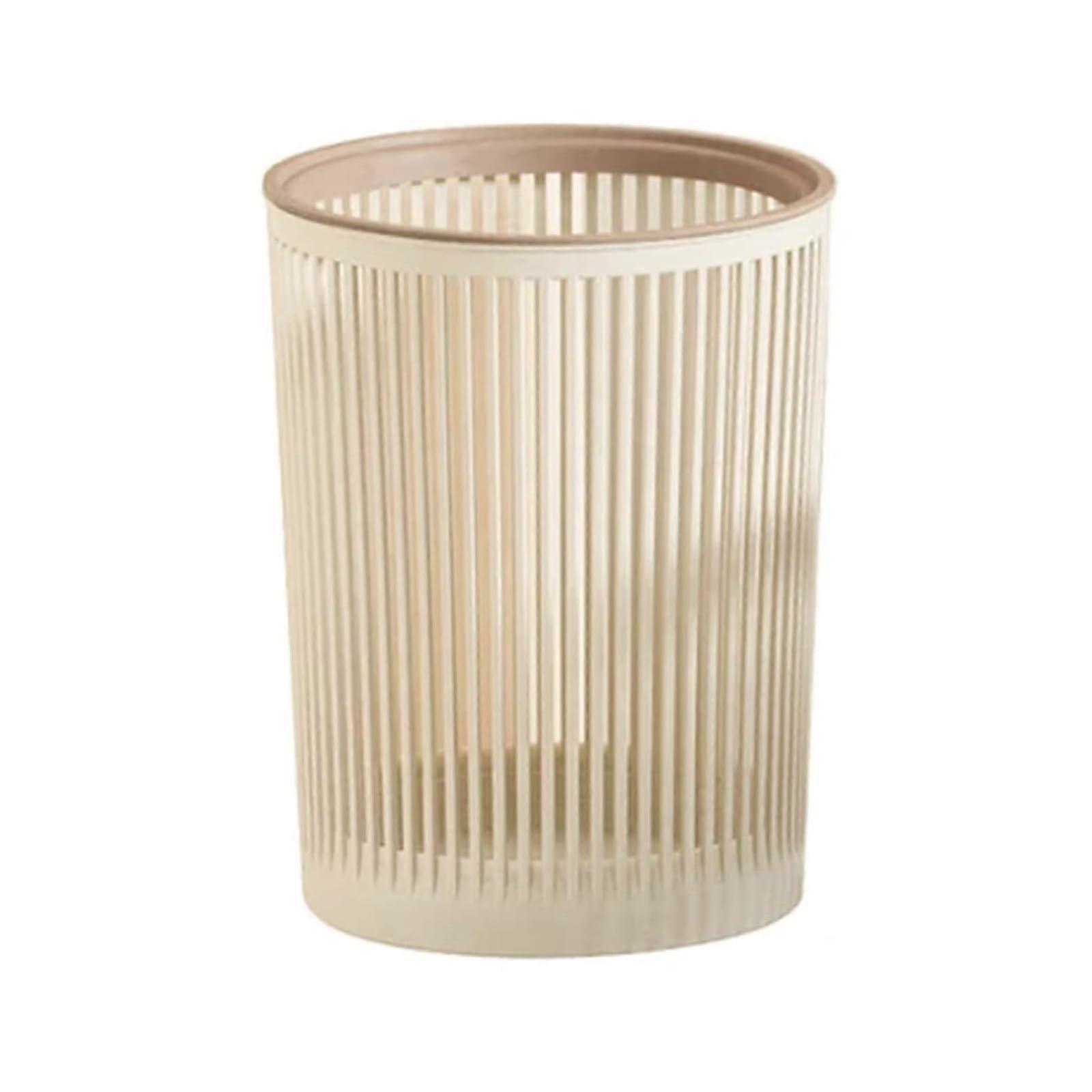 Circular Hollowed Out Garbage Bin No Lid Round Trash Can For Bathroom Office And Living Room With Pressure Ring