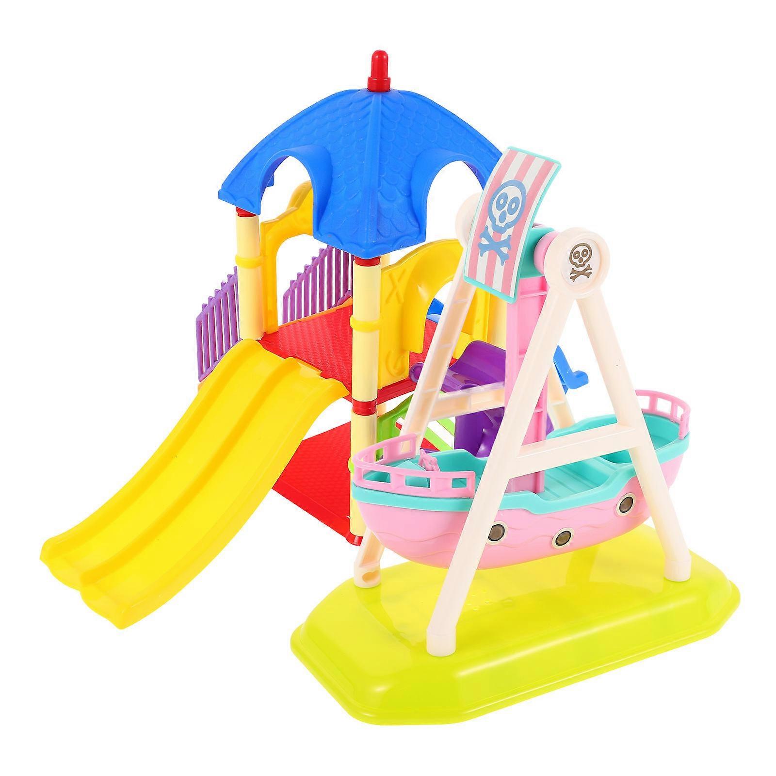 Assorted Color Pirate Ship Slide Toy for Doll House 2Pcs Plaything Props