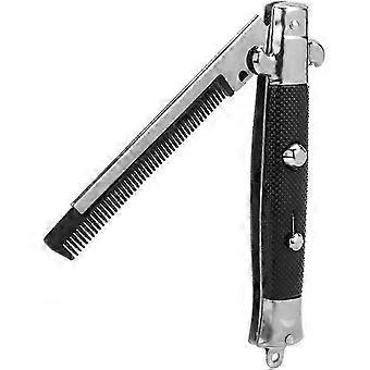 Foldable Stainless Steel Hair Comb with Automatic Push Button Metal Spring Jump Brush 26s