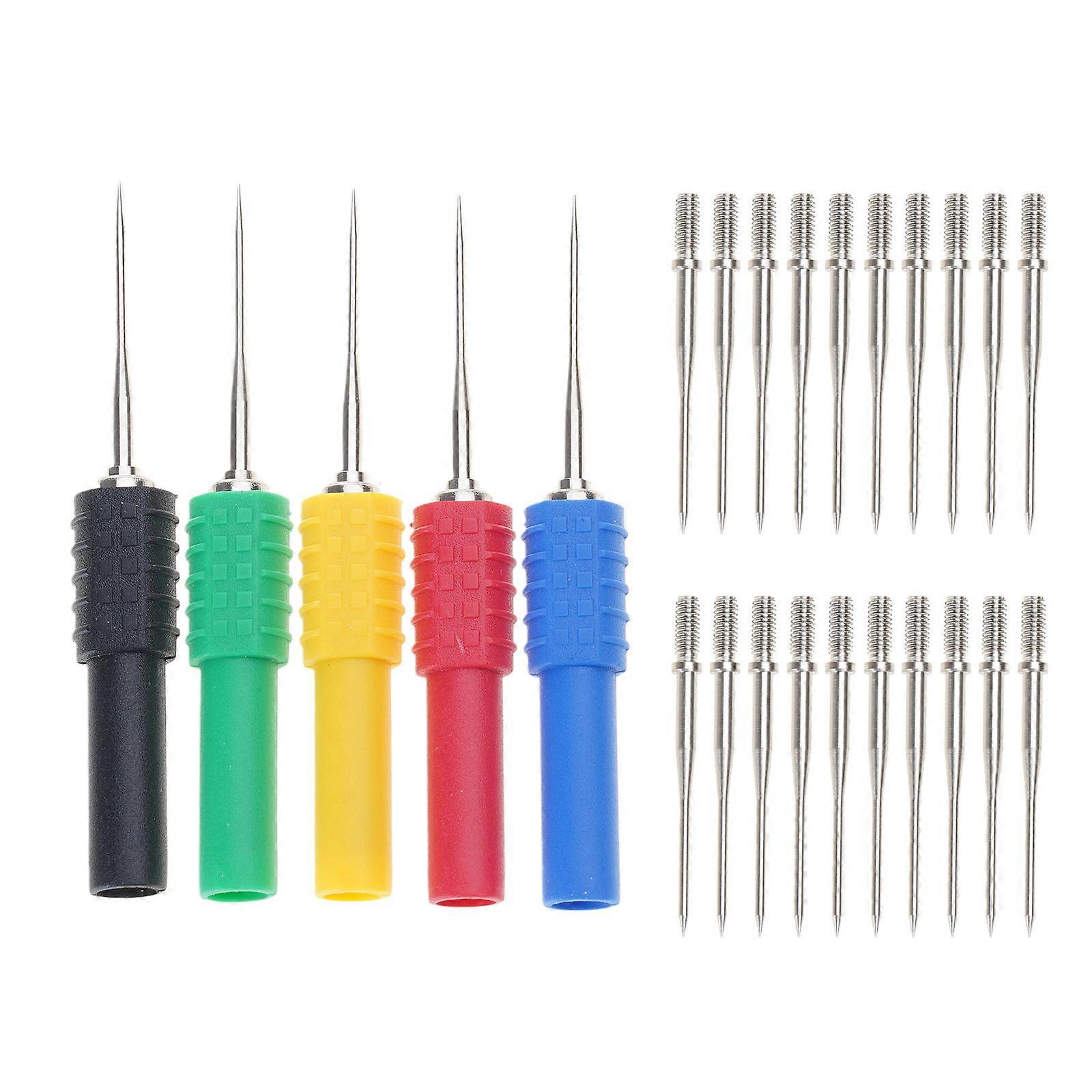 5pcs Test Back Probe Pin,Not-Destructive Pin Test Probes Pin Insulation Piercing Needle Multimeter Test Probe Multicolor