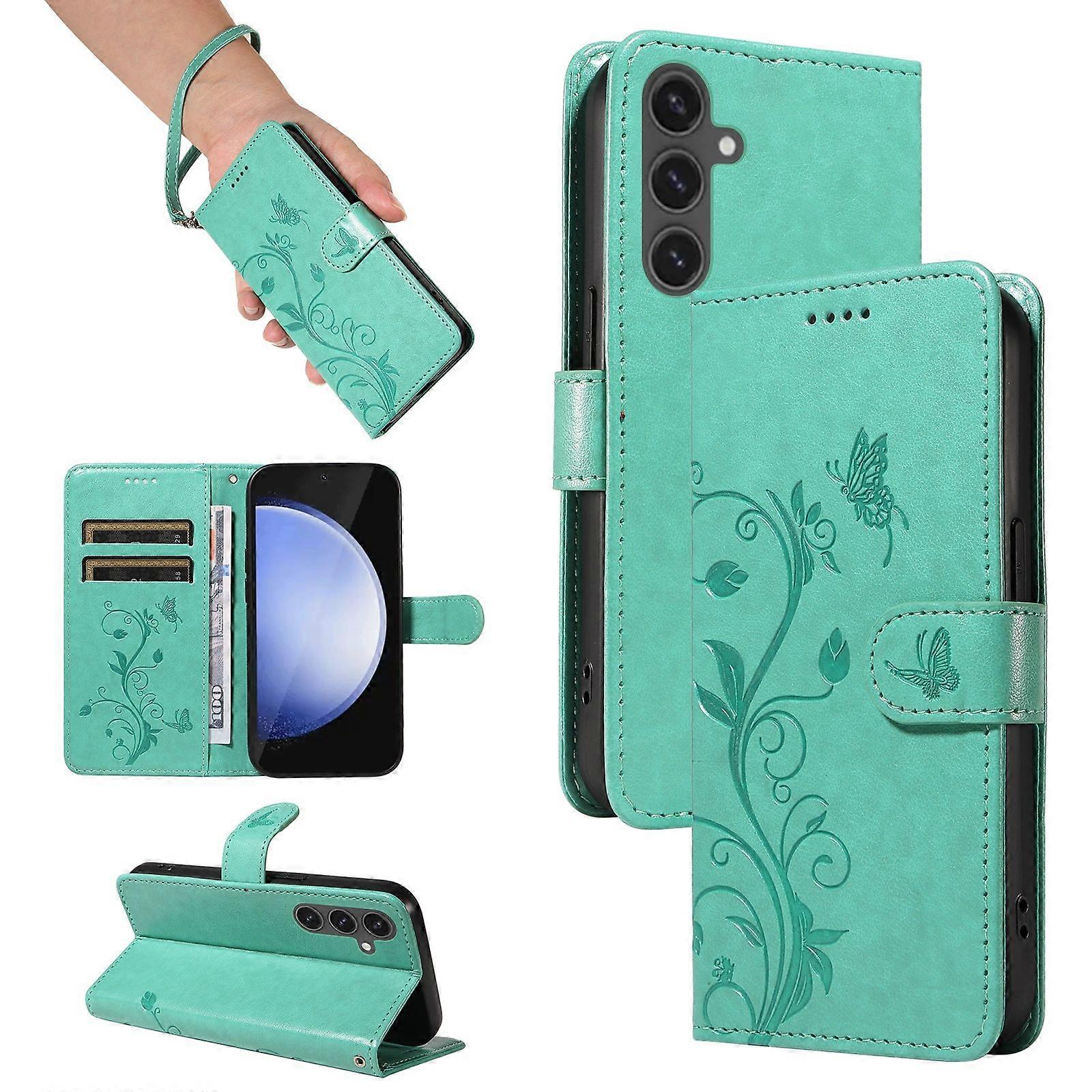 Flip Case for Samsung Galaxy S24 FE Apricot Blossom Print Shockproof Protection Wallet Phone Case with Card Slots and Removable Wrist Strap
