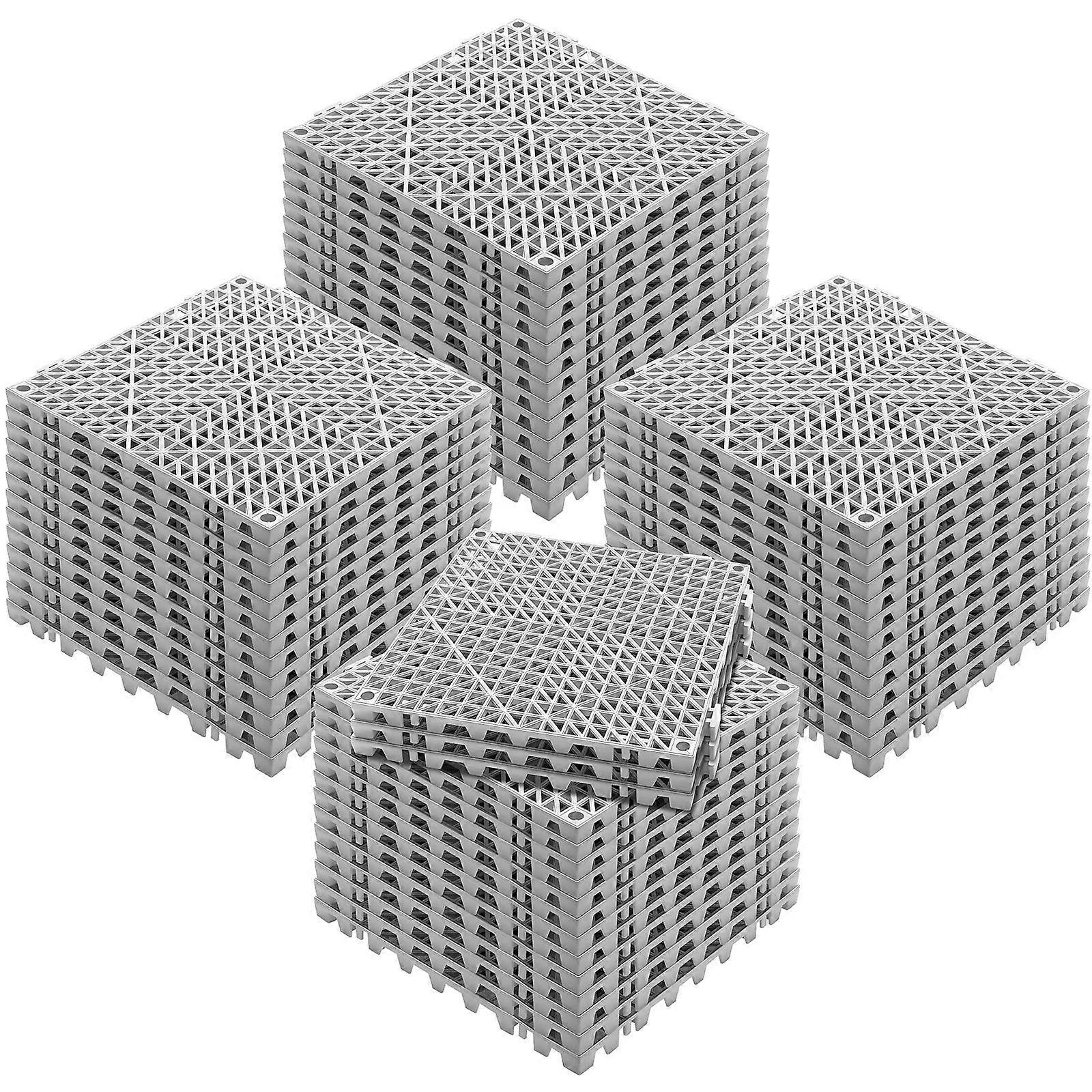 Interlocking Tile 55PCS Grey, Drainage Tiles 12" x 12"x 0.6 Splicing, Soft PVC Interlocking Floor Tiles
