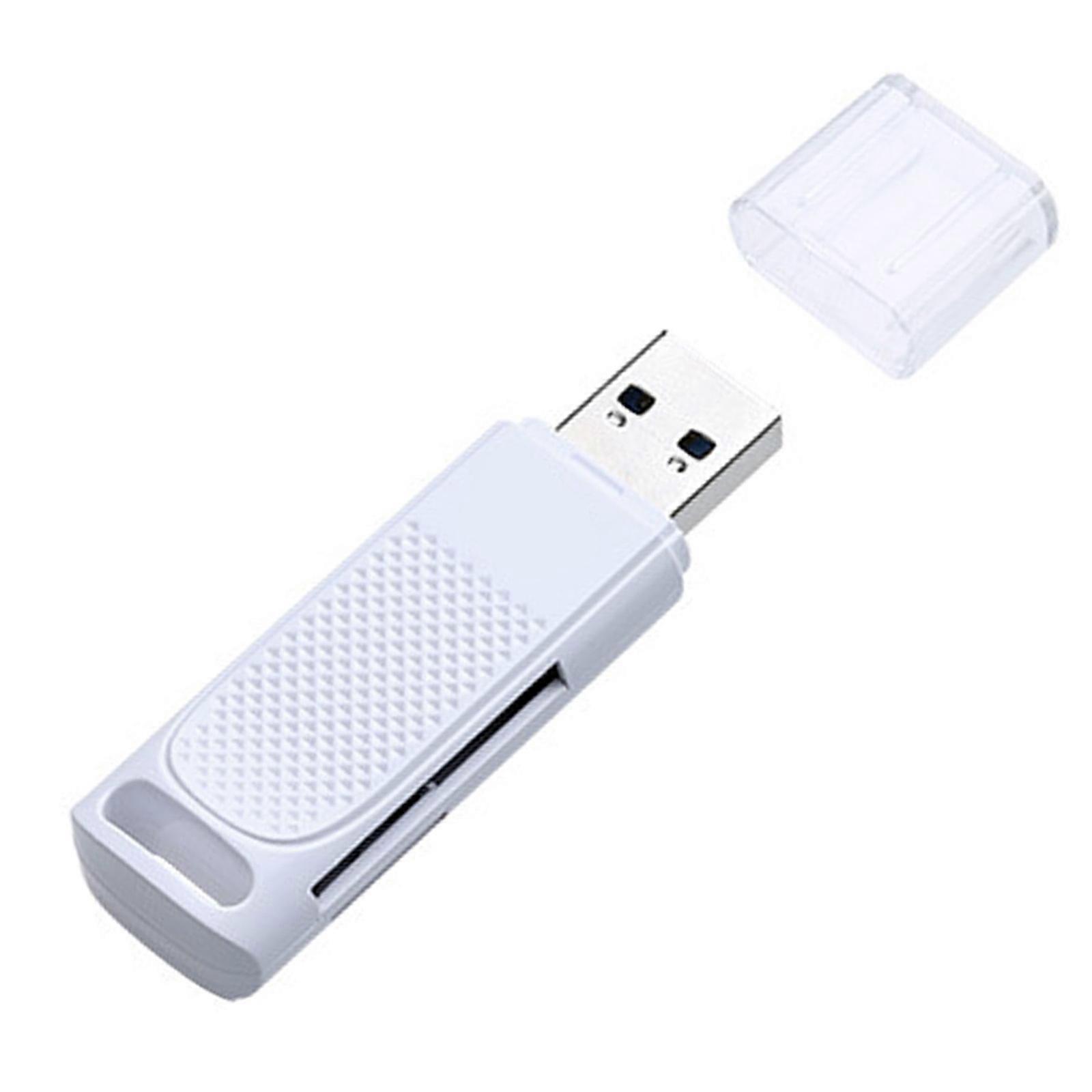 Portable Double Slot High Speed USB 3.0 Adapter For Photographers Travelers Quick Access Fast Data Transfer Memory Card  White