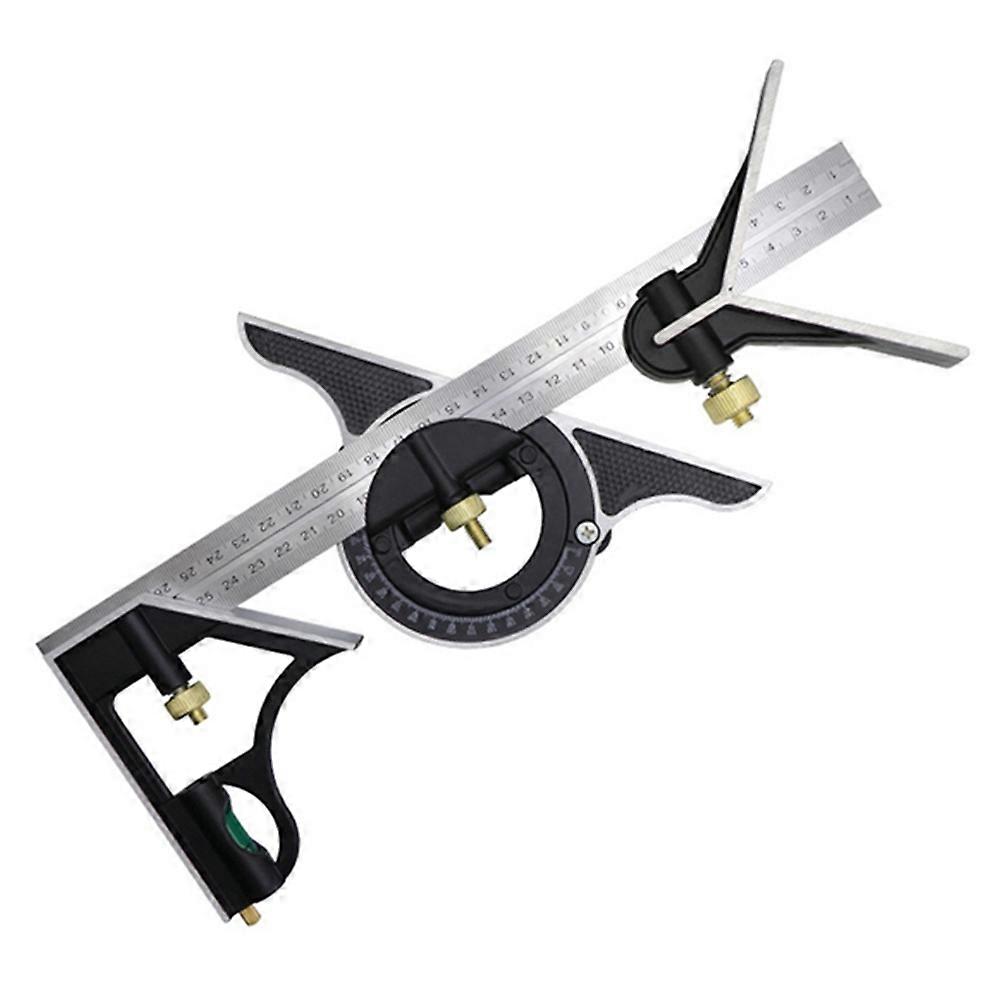 300Mm Stainless Steel Movable Combination Square Movable Square Carpenter 90 Degrees 45 Degrees Turn Square Square