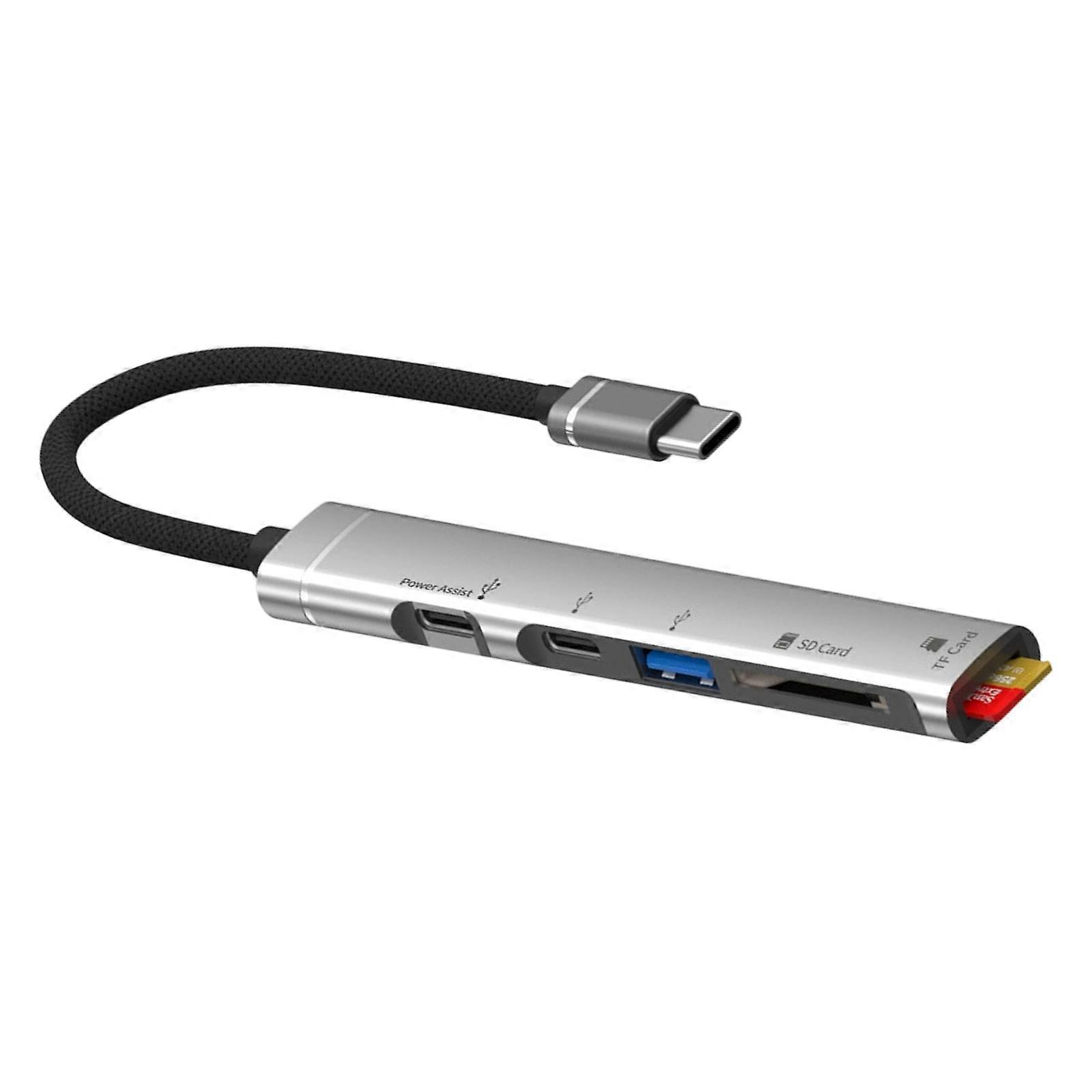 Portable USB C And USB A To TFSD Card Adapters Multiport Hubs Fast Data Transfer OTG For Laptop Tablets  Silver