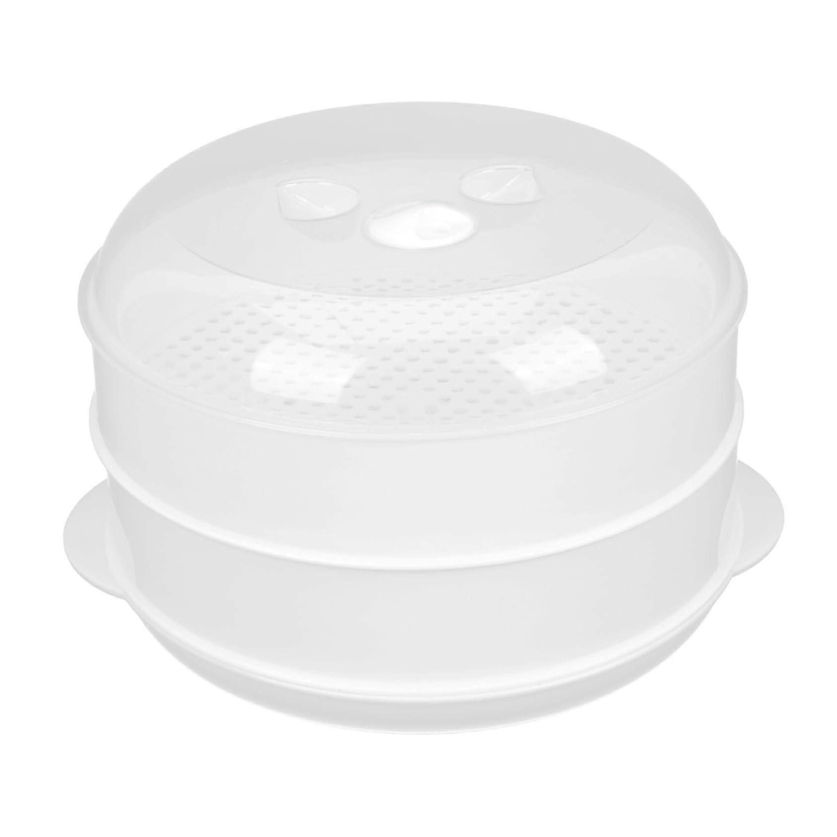 Microwave Vegetable Steamer Pot with Ventilated Lid Double Layer Heat Resistant for Home Cooking