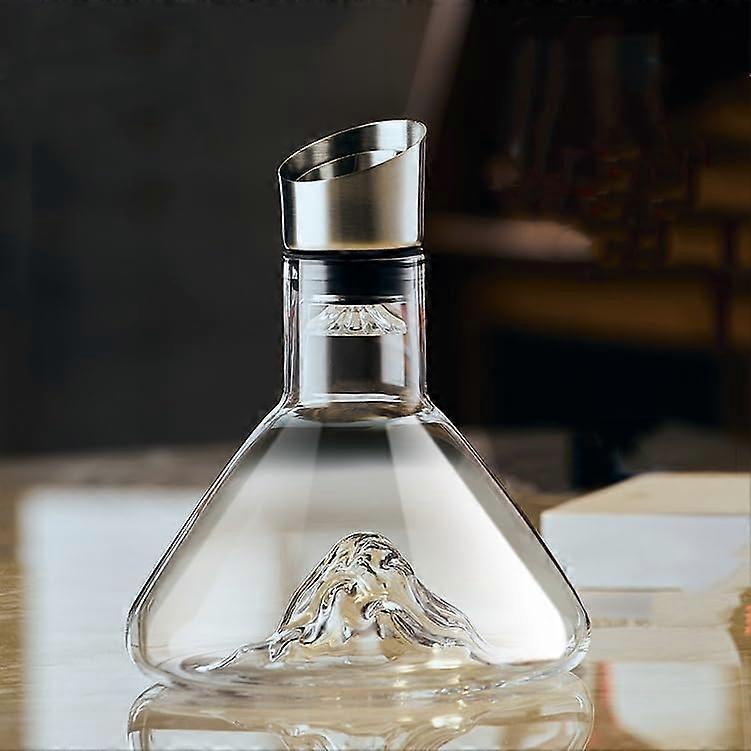 Wine Decanter Aerator with Pourer Lid, Hand Blown Glass Carafe for Red and White Wine